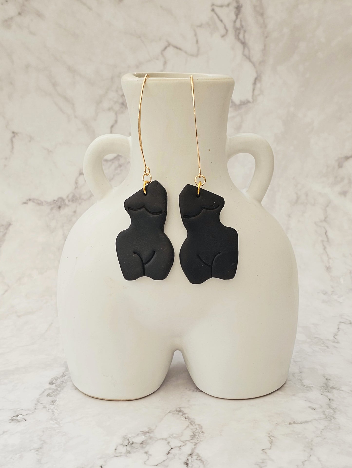 Clay Female Sculpture Drop Dangle Earrings