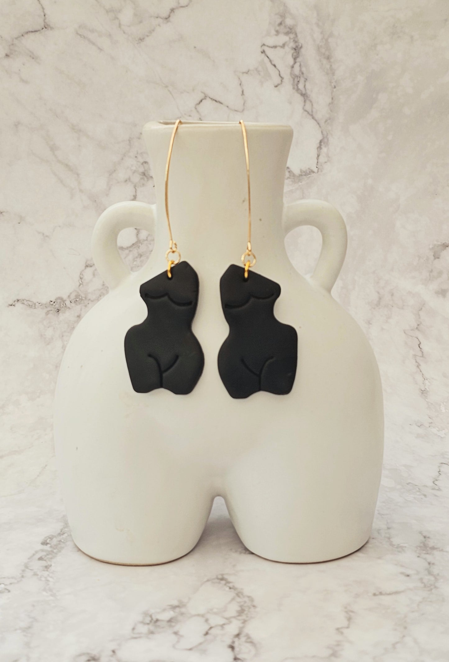 Clay Female Sculpture Drop Dangle Earrings