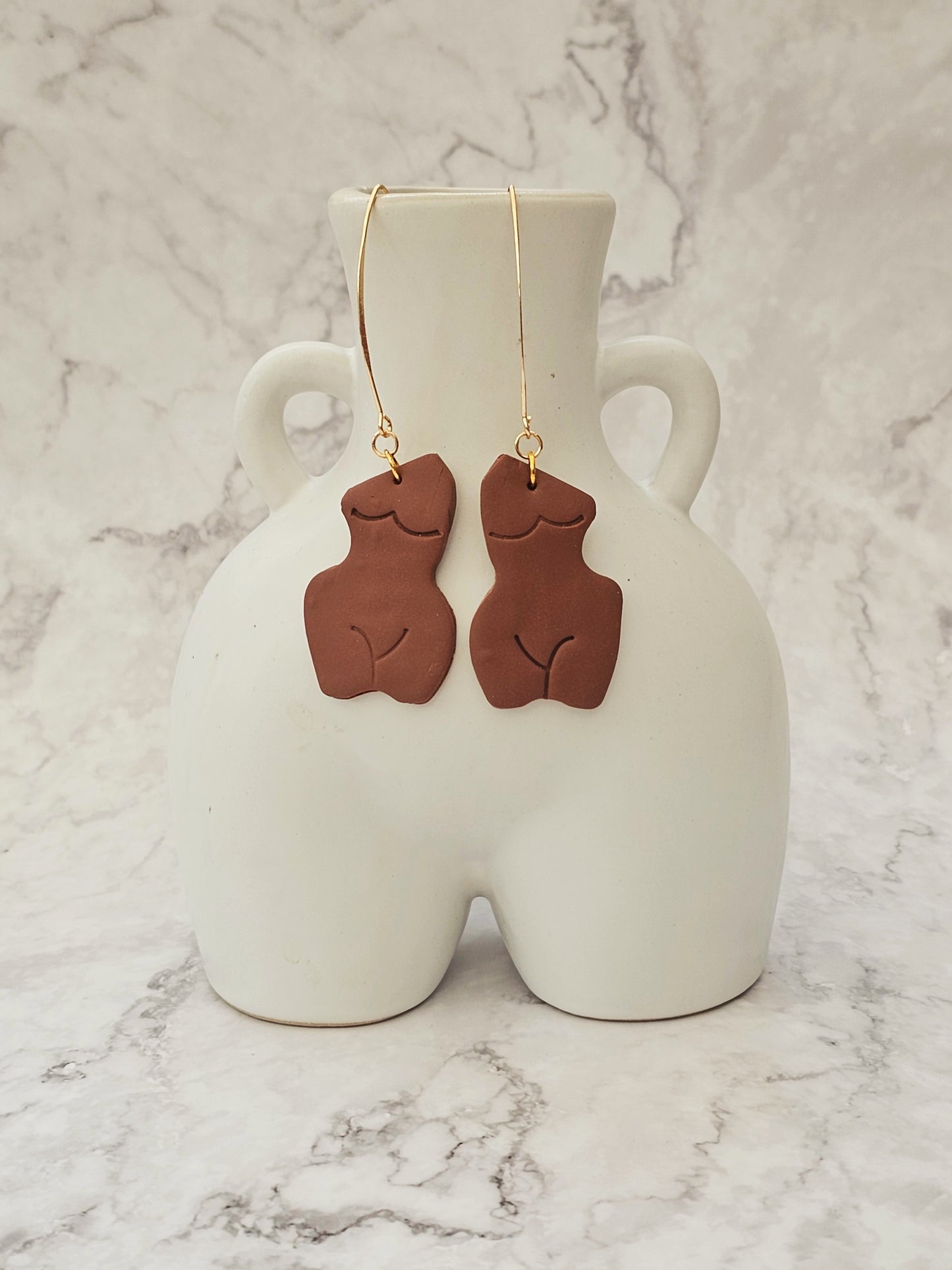 Clay Female Sculpture Drop Dangle Earrings