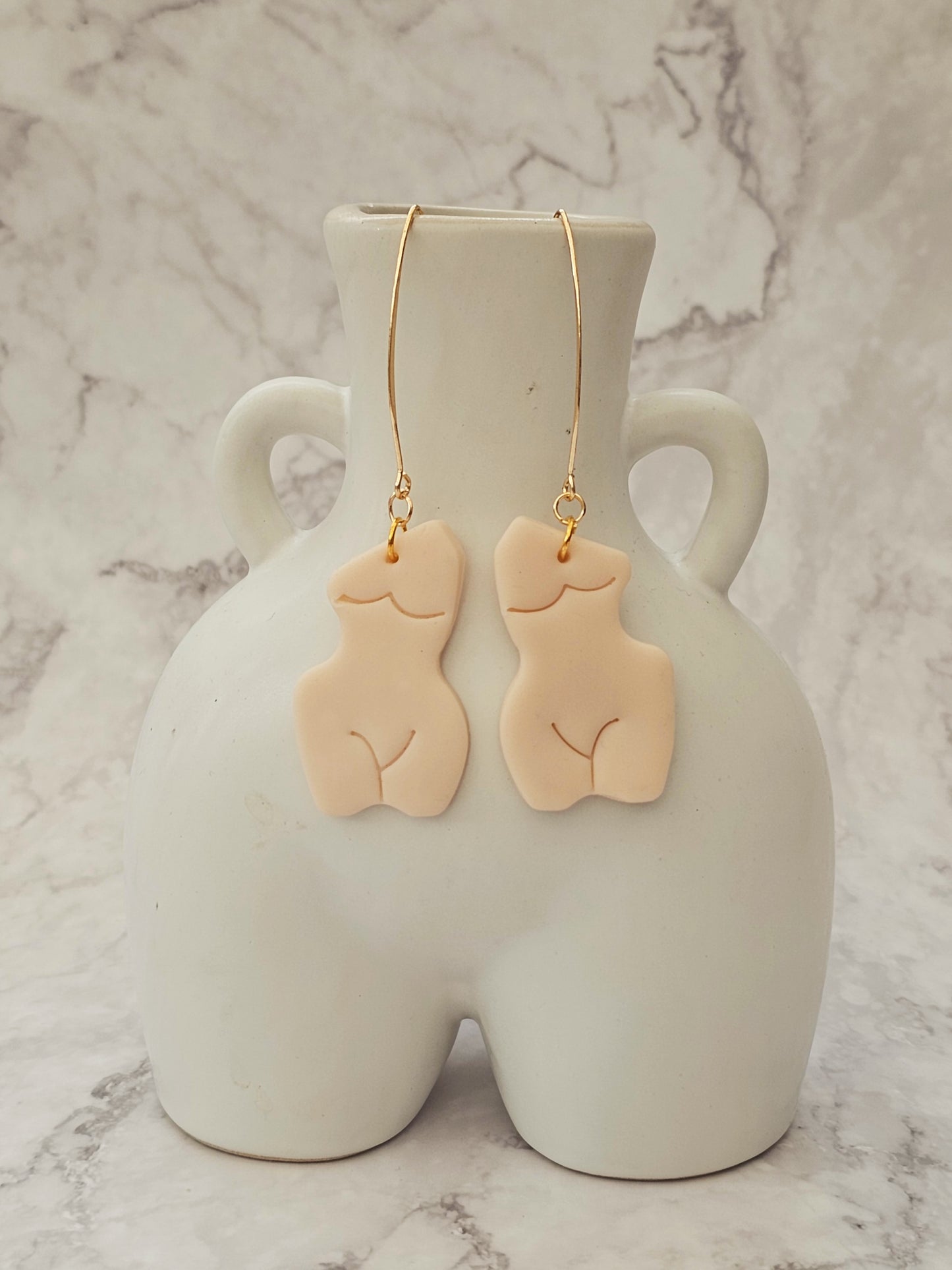 Clay Female Sculpture Drop Dangle Earrings