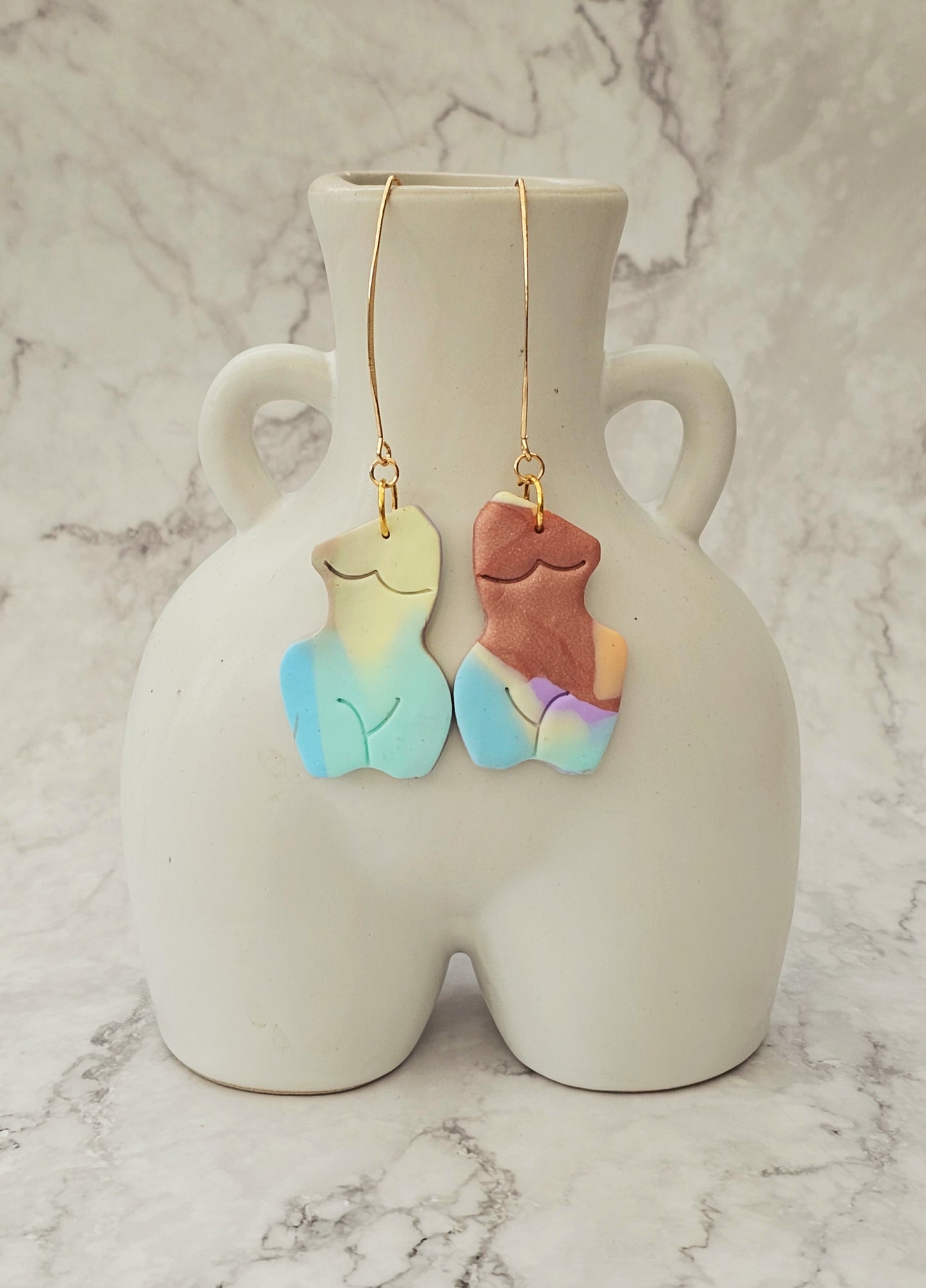 Clay Female Sculpture Drop Dangle Earrings