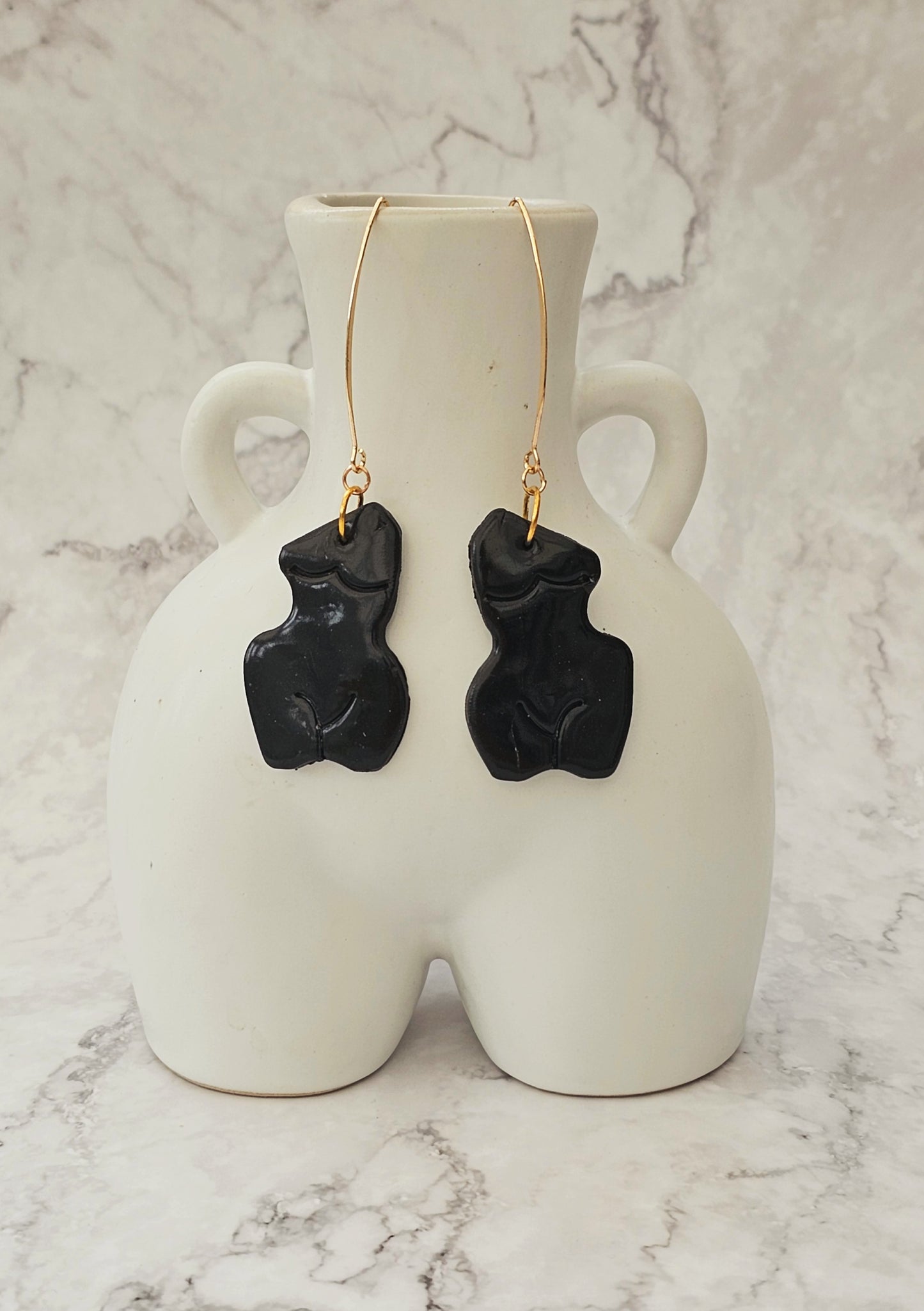 Clay Female Sculpture Drop Dangle Earrings