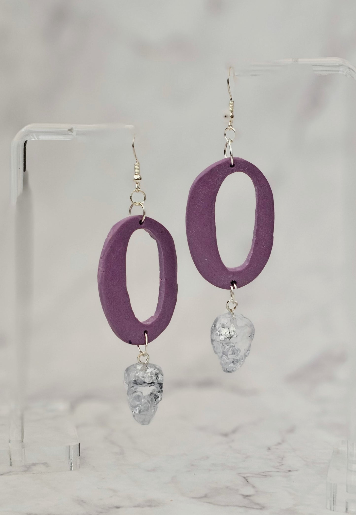 Skull Bead Dangle Earrings (Clay and Resin)