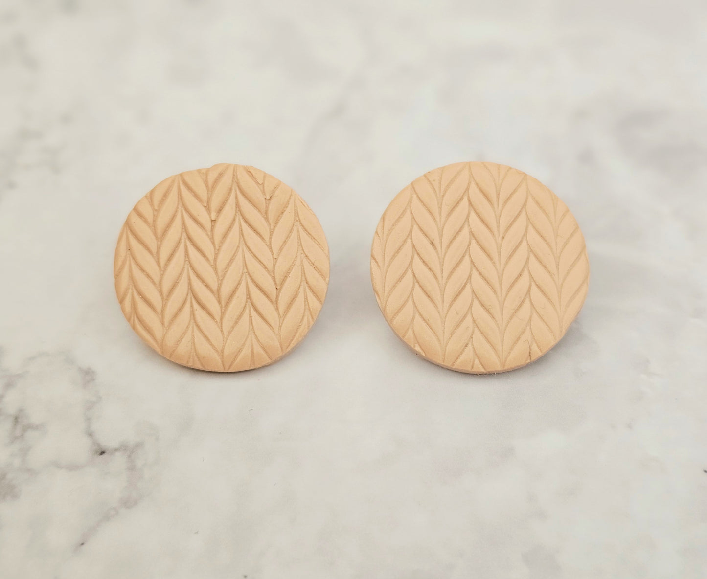 Get Knitted - Large Circle Knit Print Clay Hypoallergenic Stud Earrings