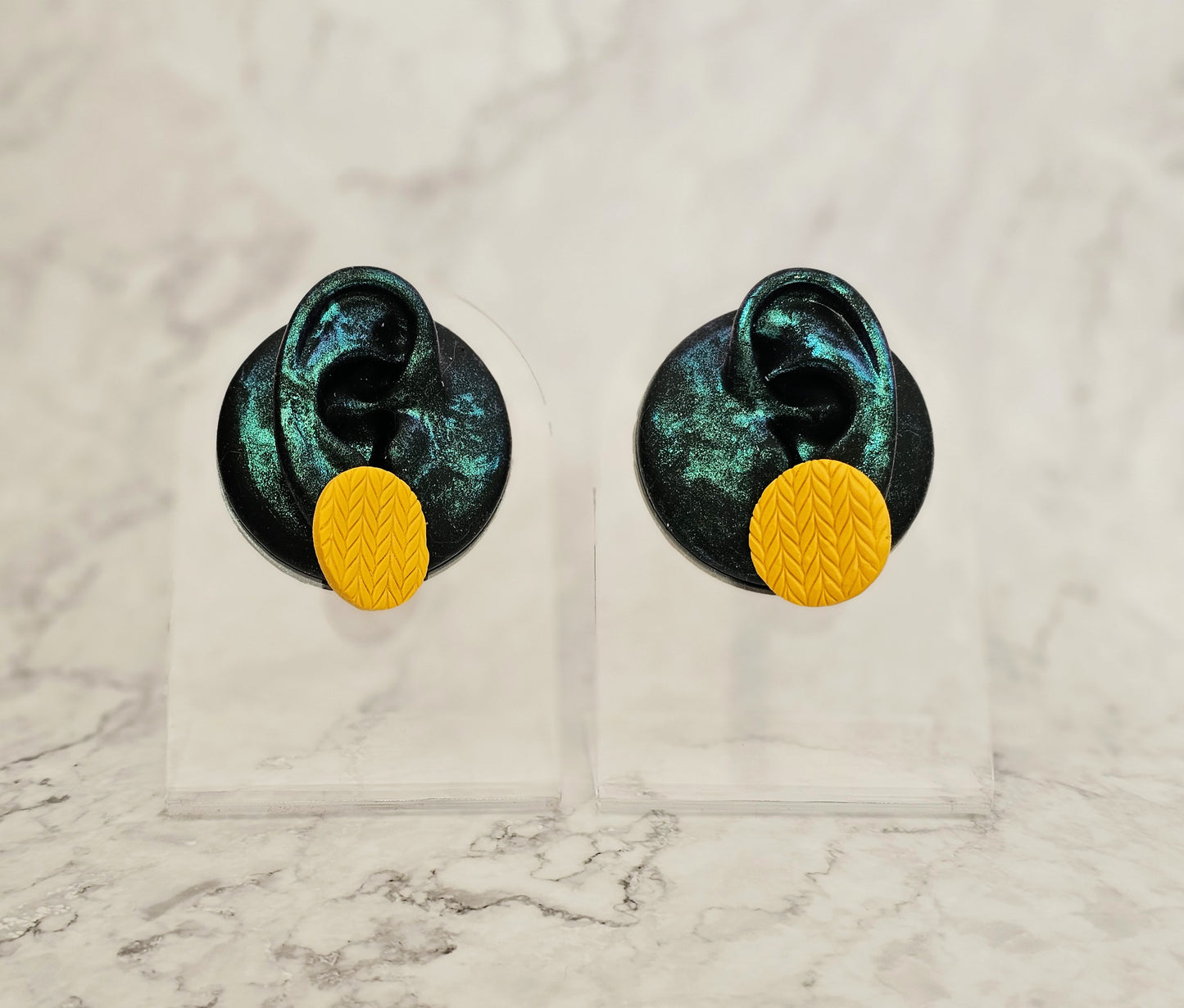 Get Knitted - Large Circle Knit Print Clay Hypoallergenic Stud Earrings