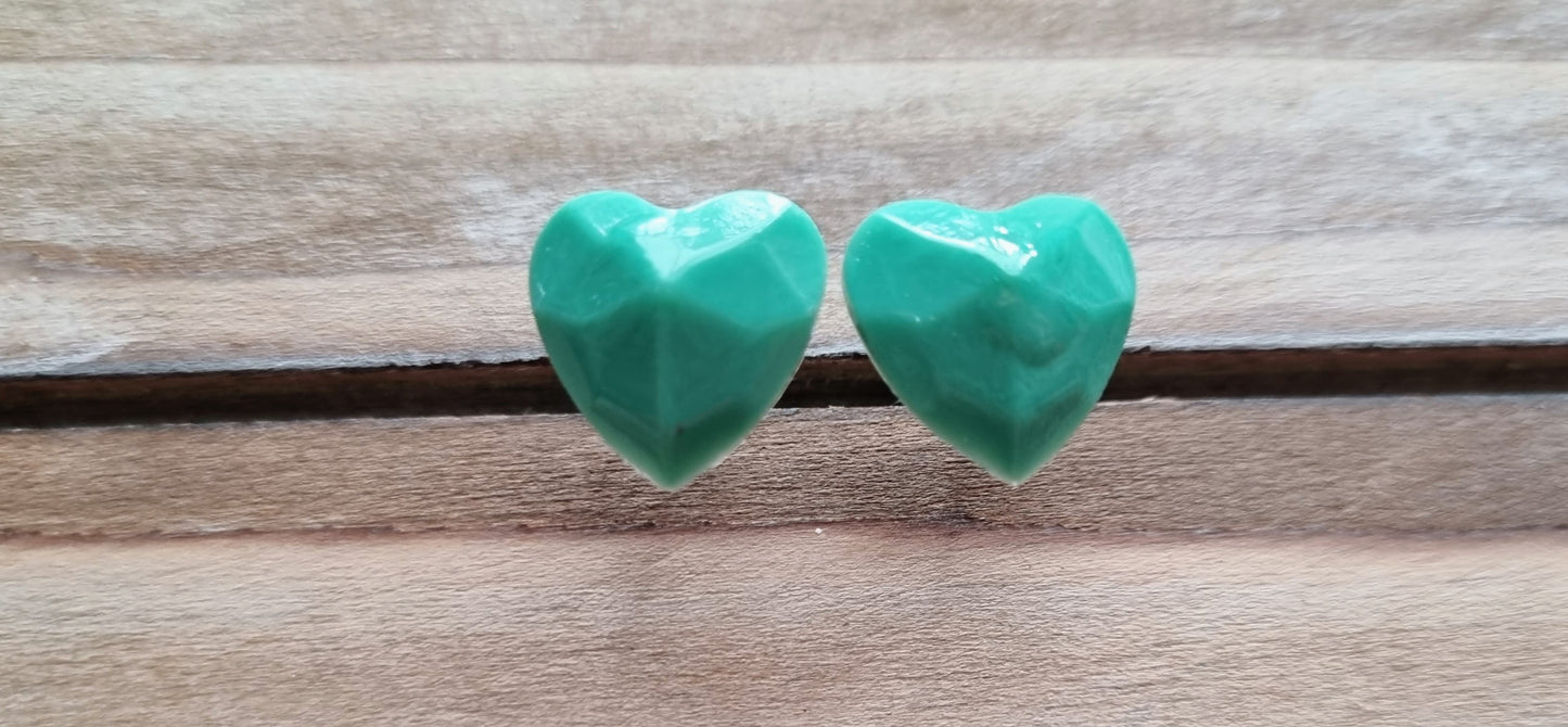 Tiny Hearts Club - Small Resin Geometric Heart Studs