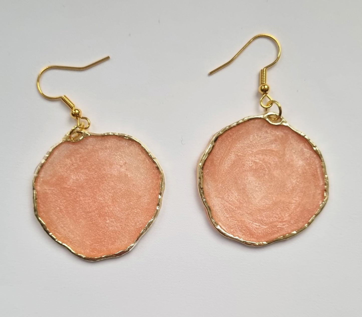 Gold Battered Frame Dangle Earrings