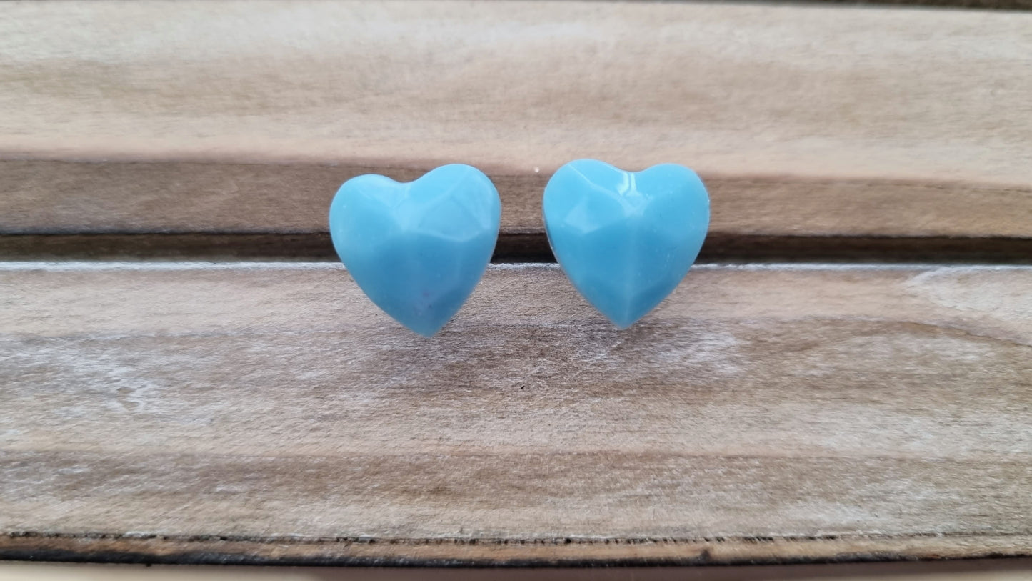 Tiny Hearts Club - Small Resin Geometric Heart Studs