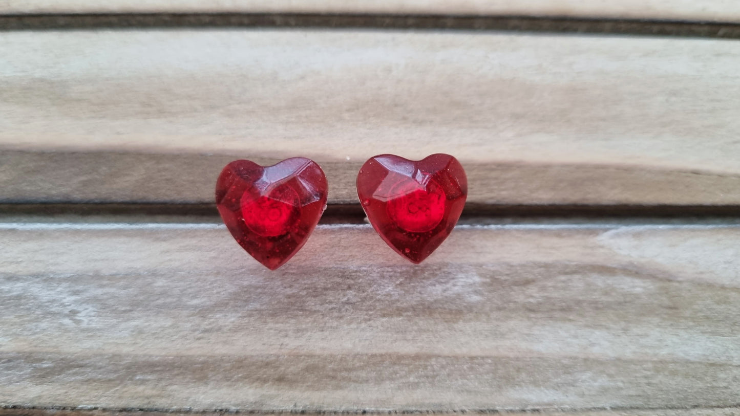 Tiny Hearts Club - Small Resin Geometric Heart Studs