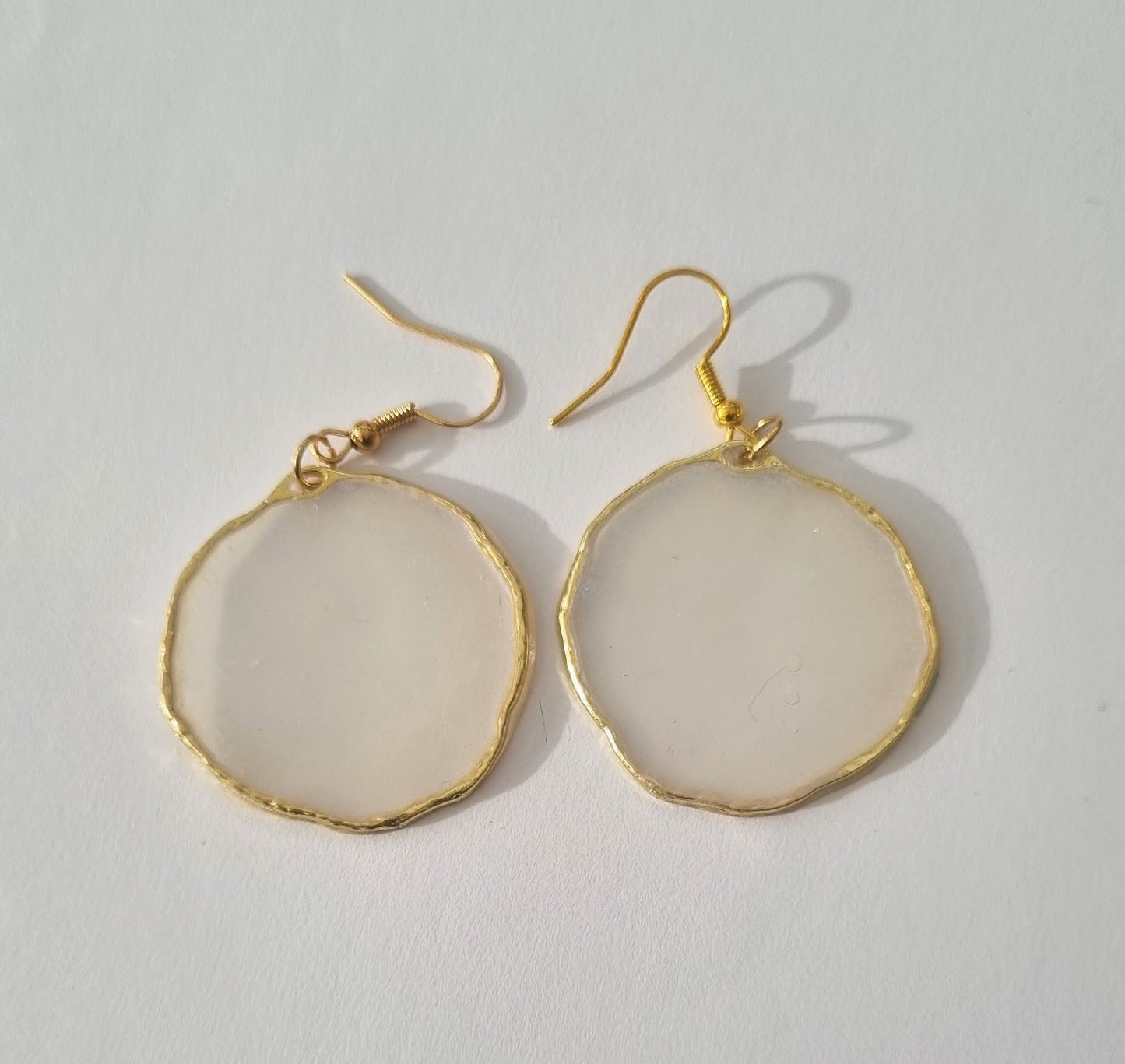 Gold Battered Frame Dangle Earrings