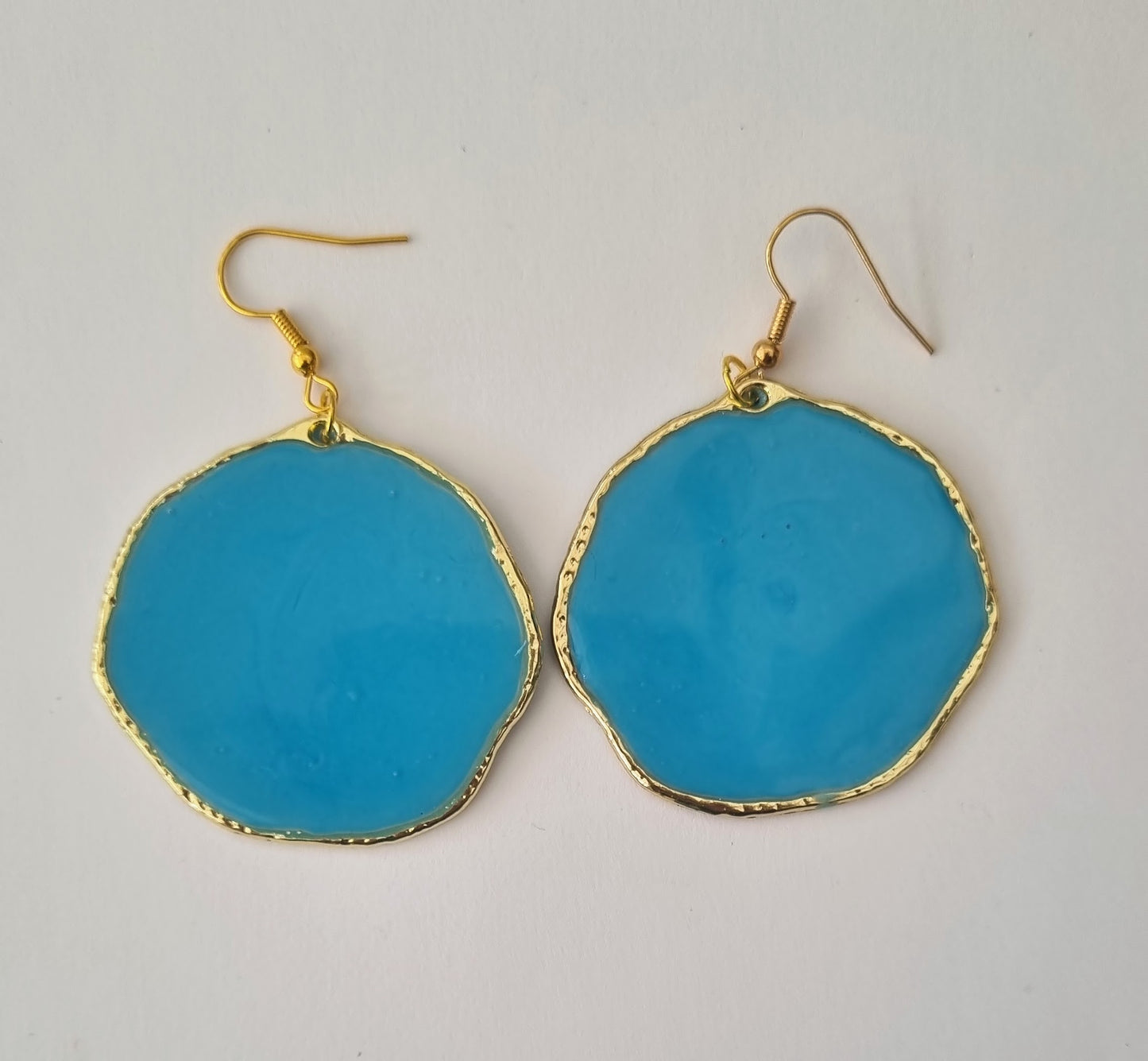 Gold Battered Frame Dangle Earrings