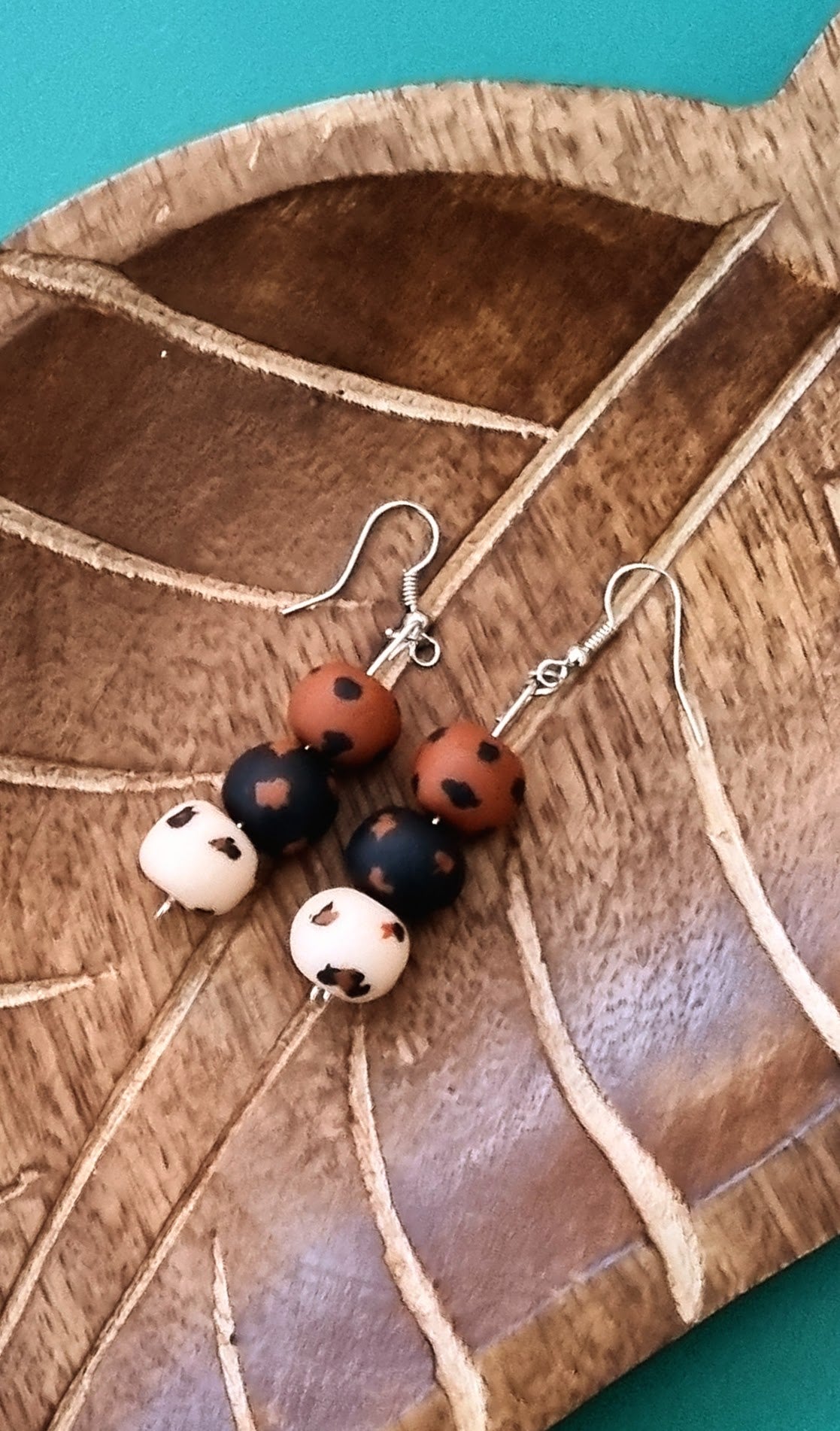 Animal Print Clay Drop Earrings with Hooks