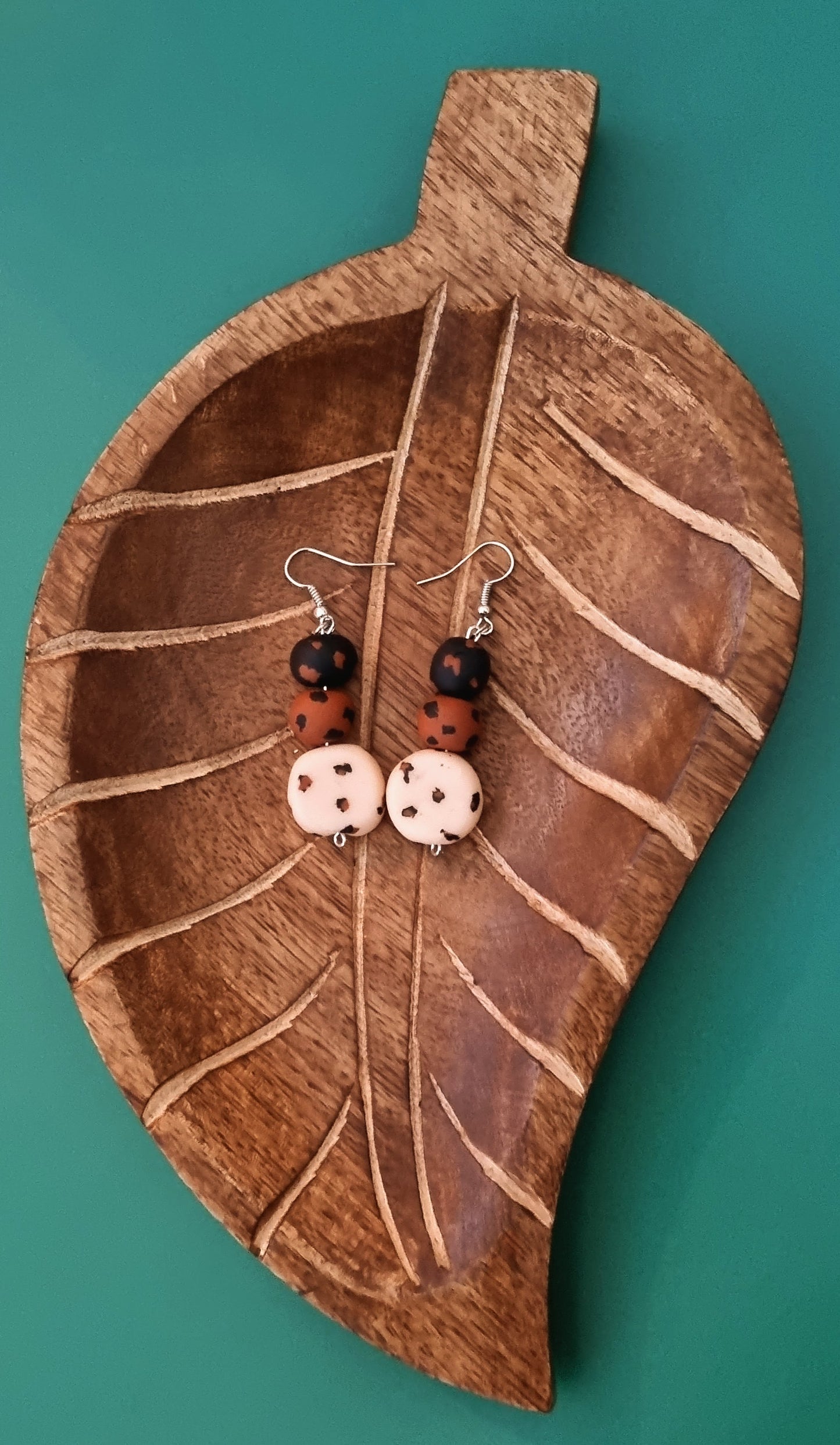 Animal Print Clay Drop Earrings with Hooks