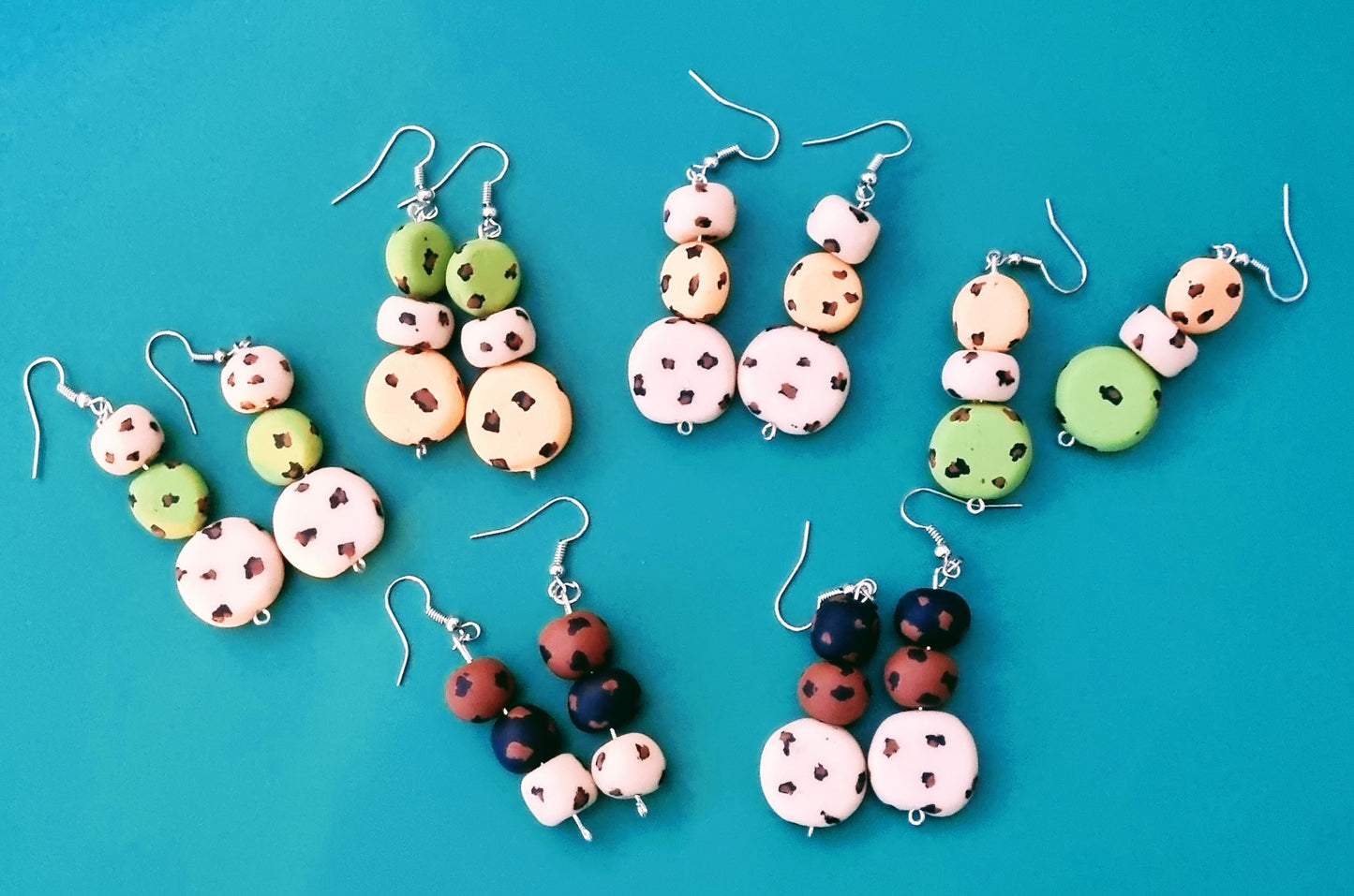 Animal Print Clay Drop Earrings with Hooks