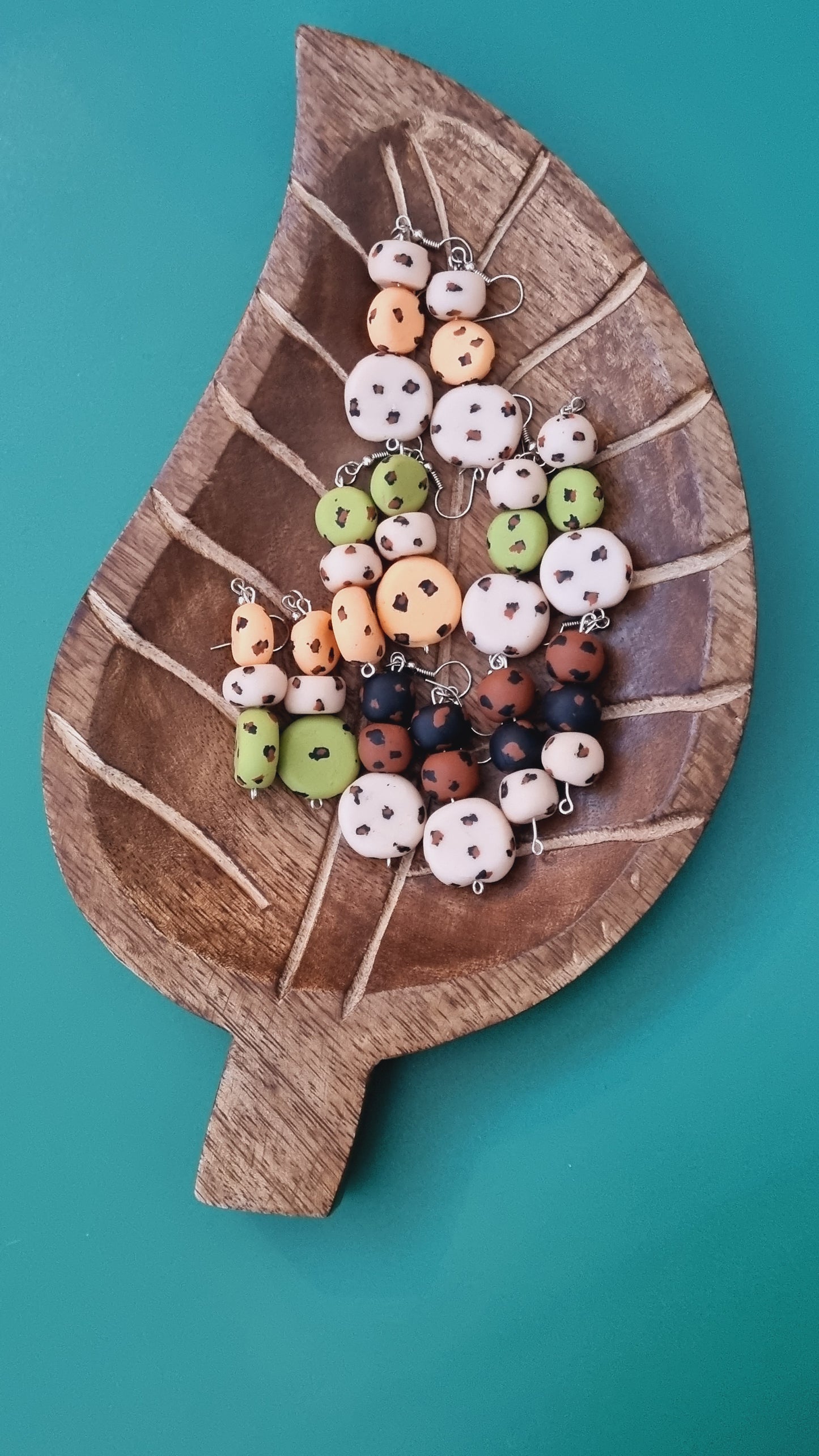 Animal Print Clay Drop Earrings with Hooks