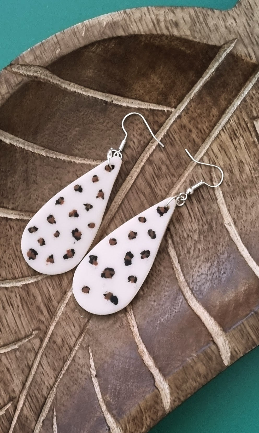 Animal Print Clay Drop Earrings with Hooks