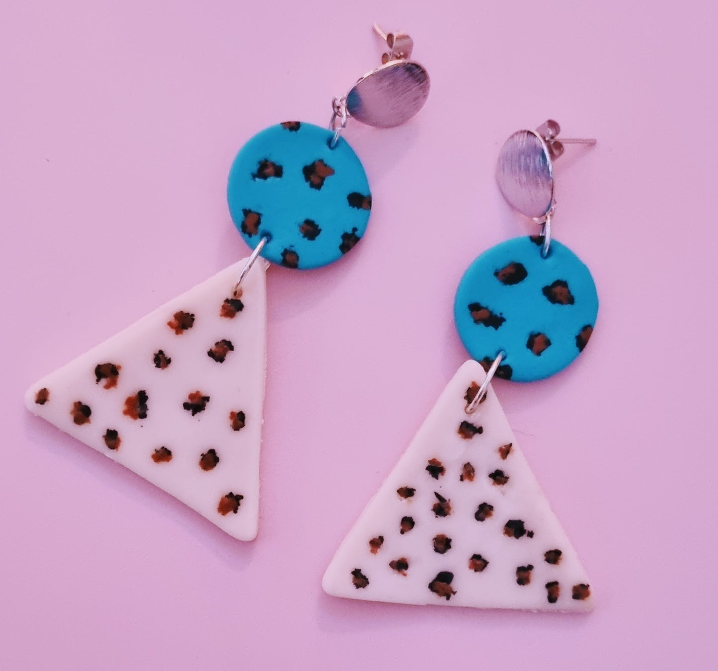 Animal Print Clay Drop Earrings with Hooks