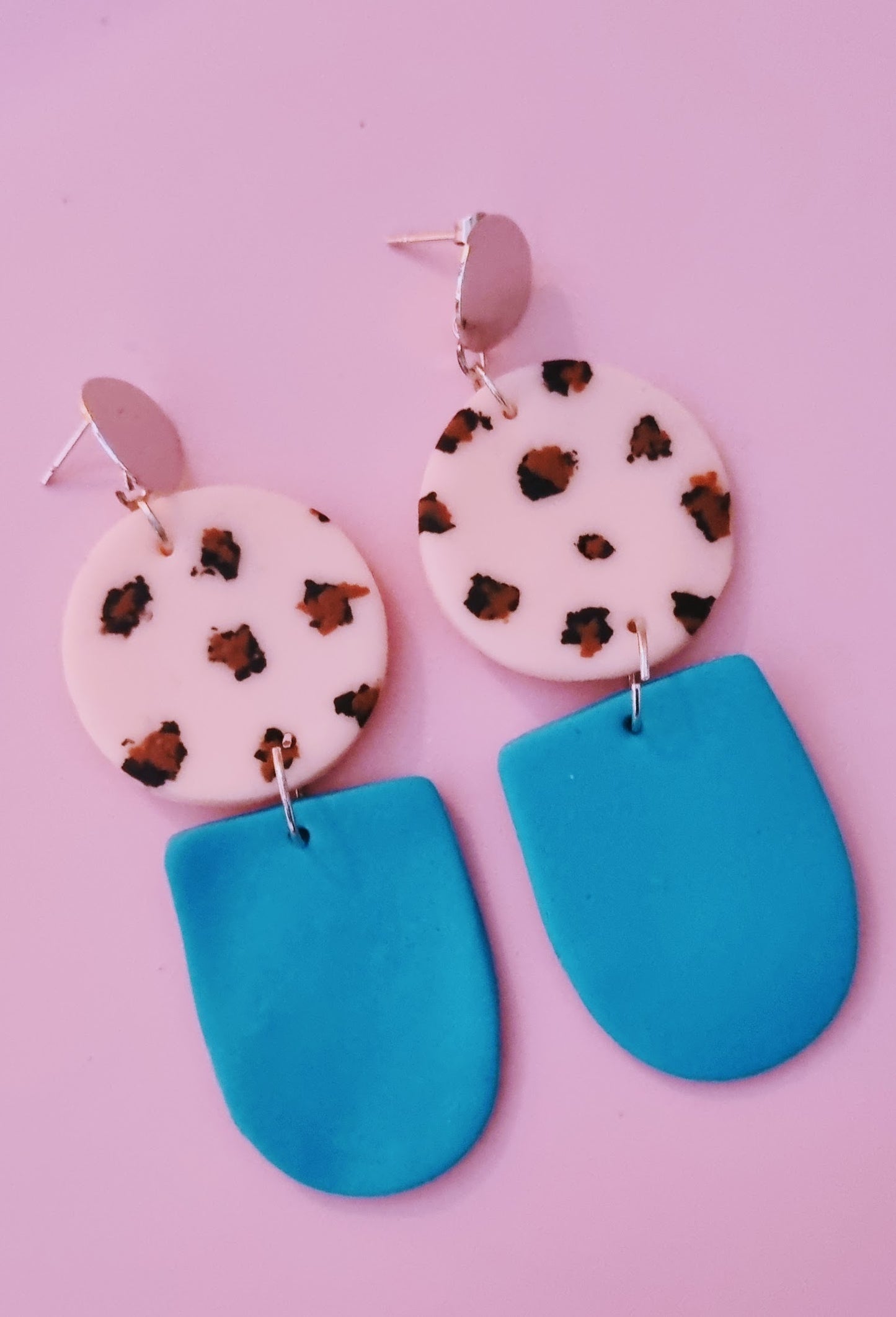 Animal Print Clay Drop Earrings with Hooks