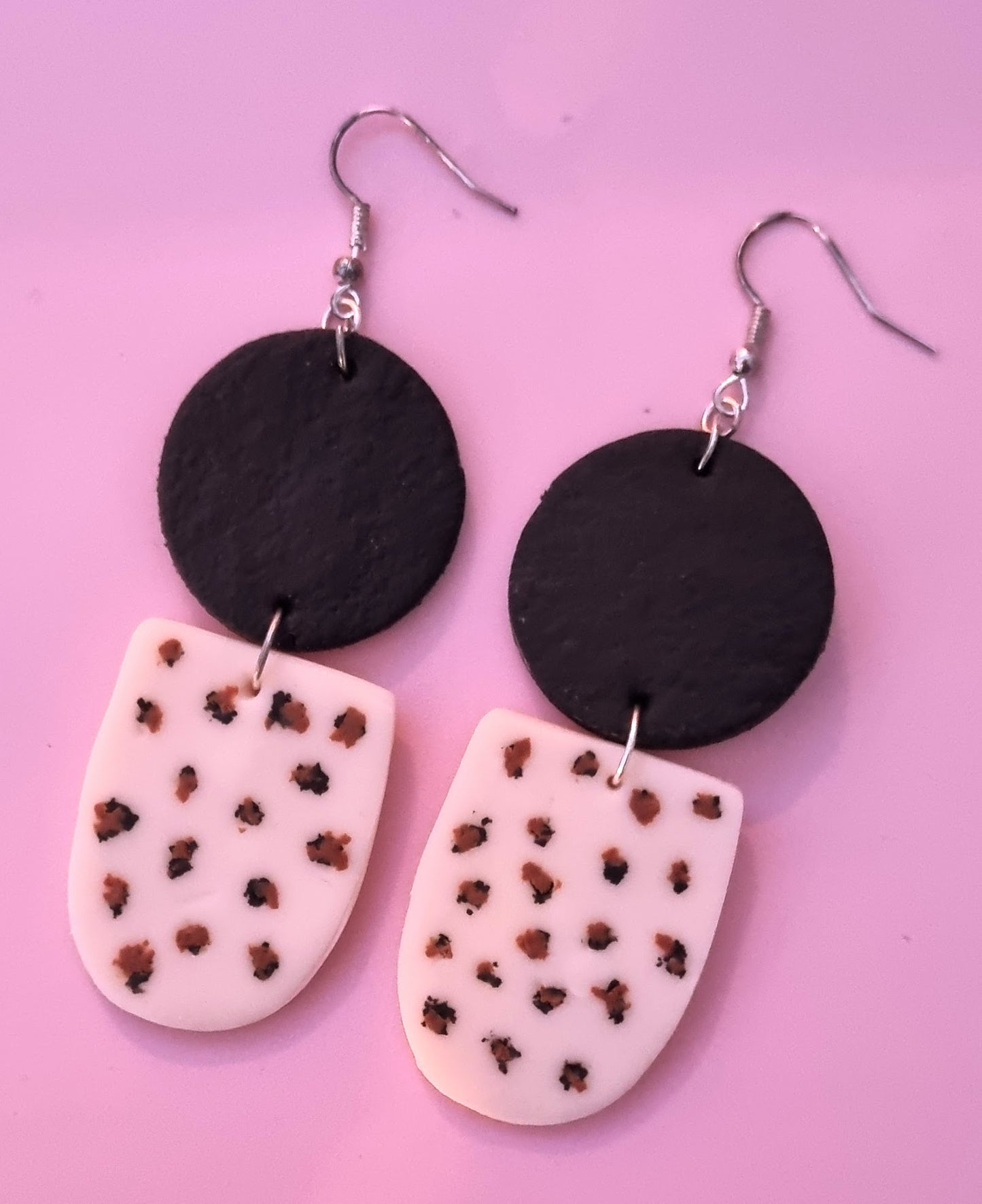 Animal Print Clay Drop Earrings with Hooks