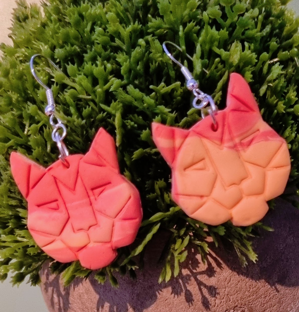 Big Cat Geometric Clay Earrings