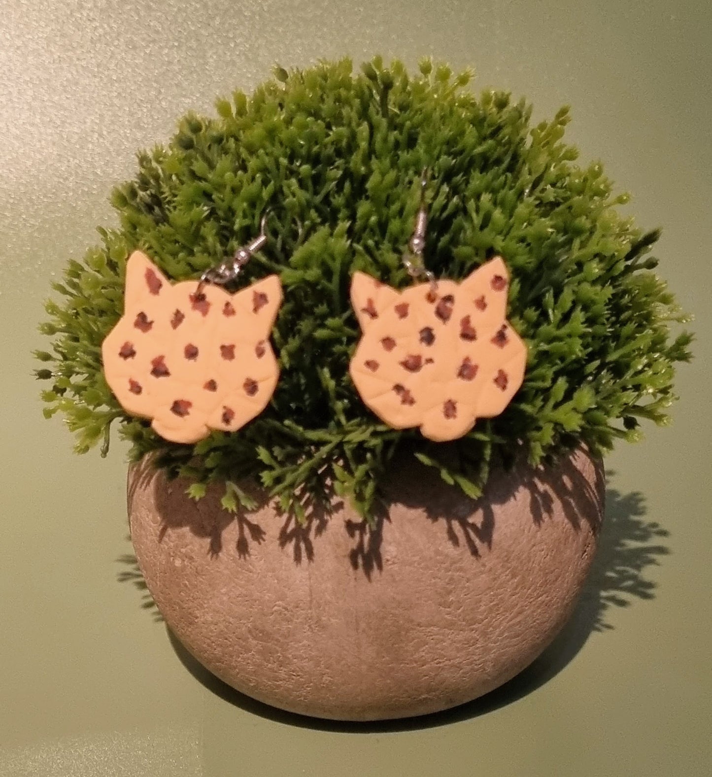 Big Cat Geometric Clay Earrings