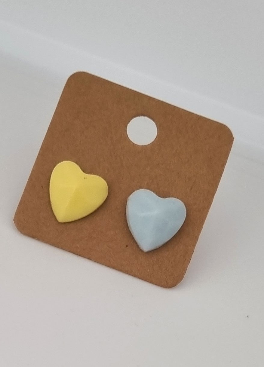 Tiny Hearts Club - Small Resin Geometric Heart Studs