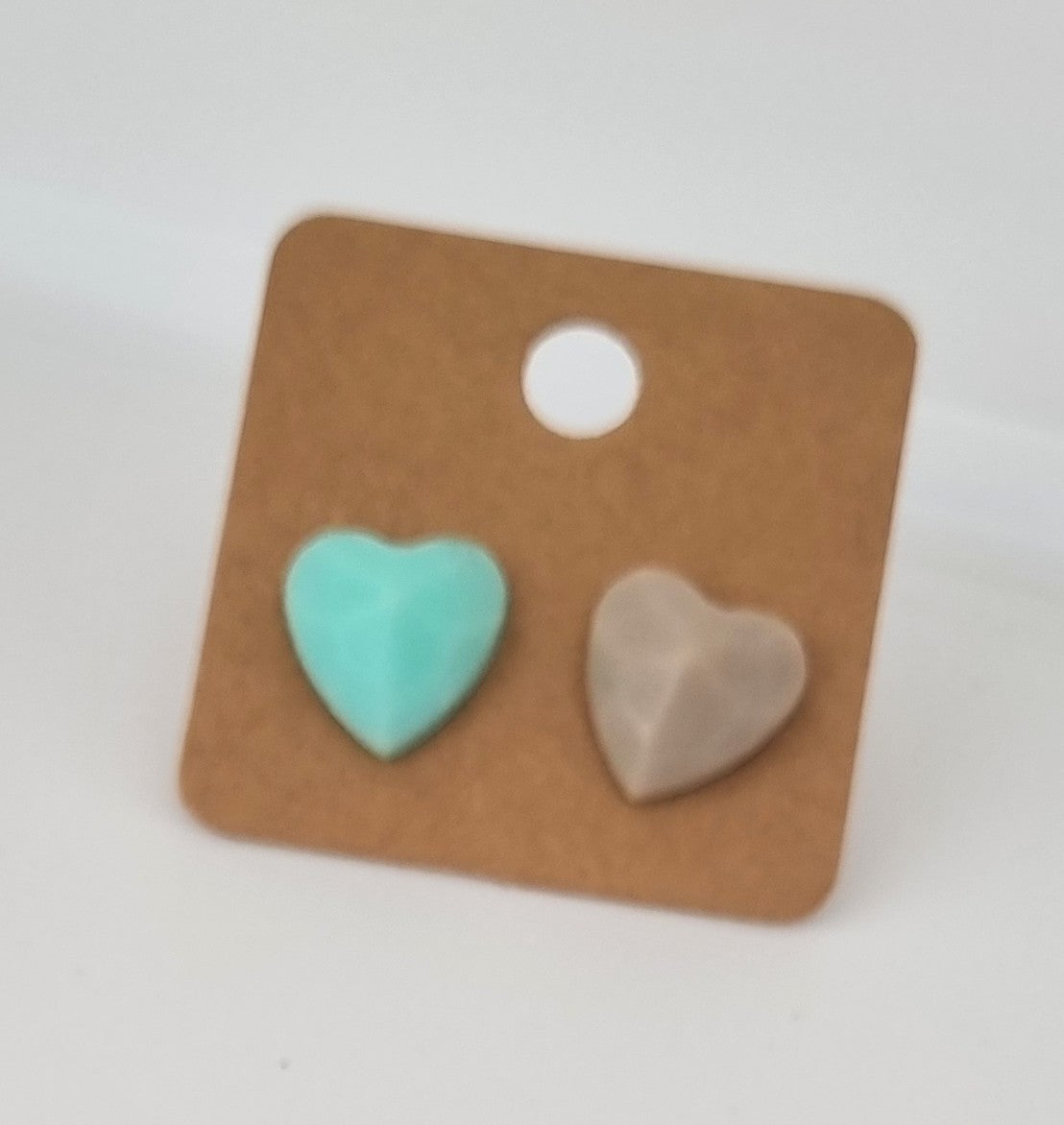 Tiny Hearts Club - Small Resin Geometric Heart Studs