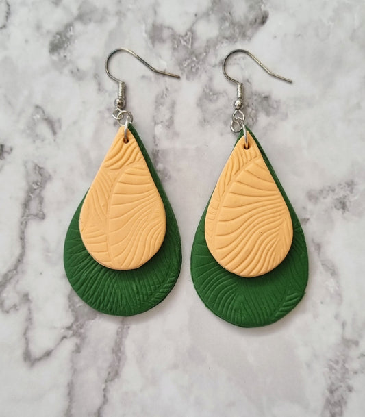 Clay Botanical Oceans Dangle Drop Earrings.