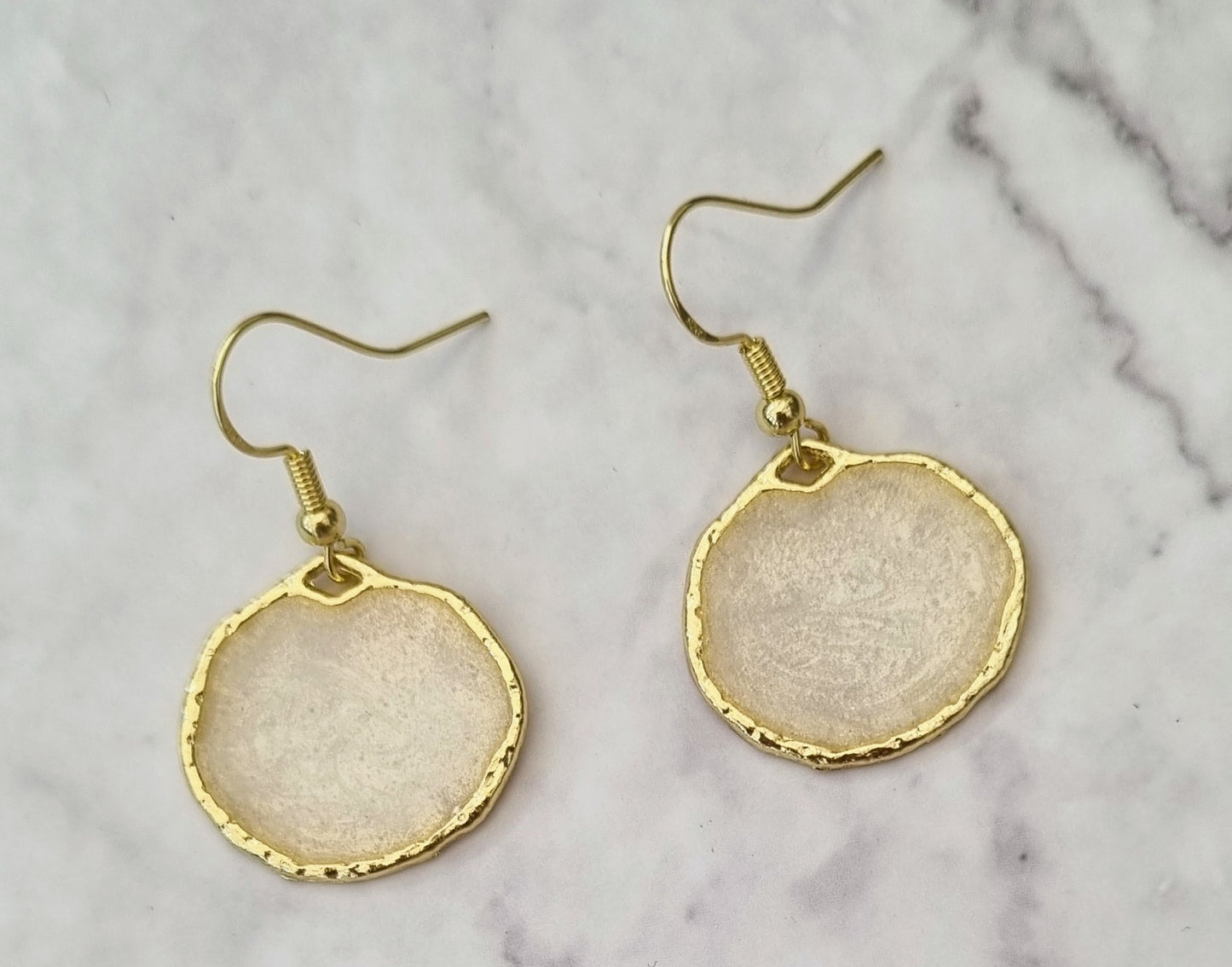 Gold Battered Frame Dangle Earrings