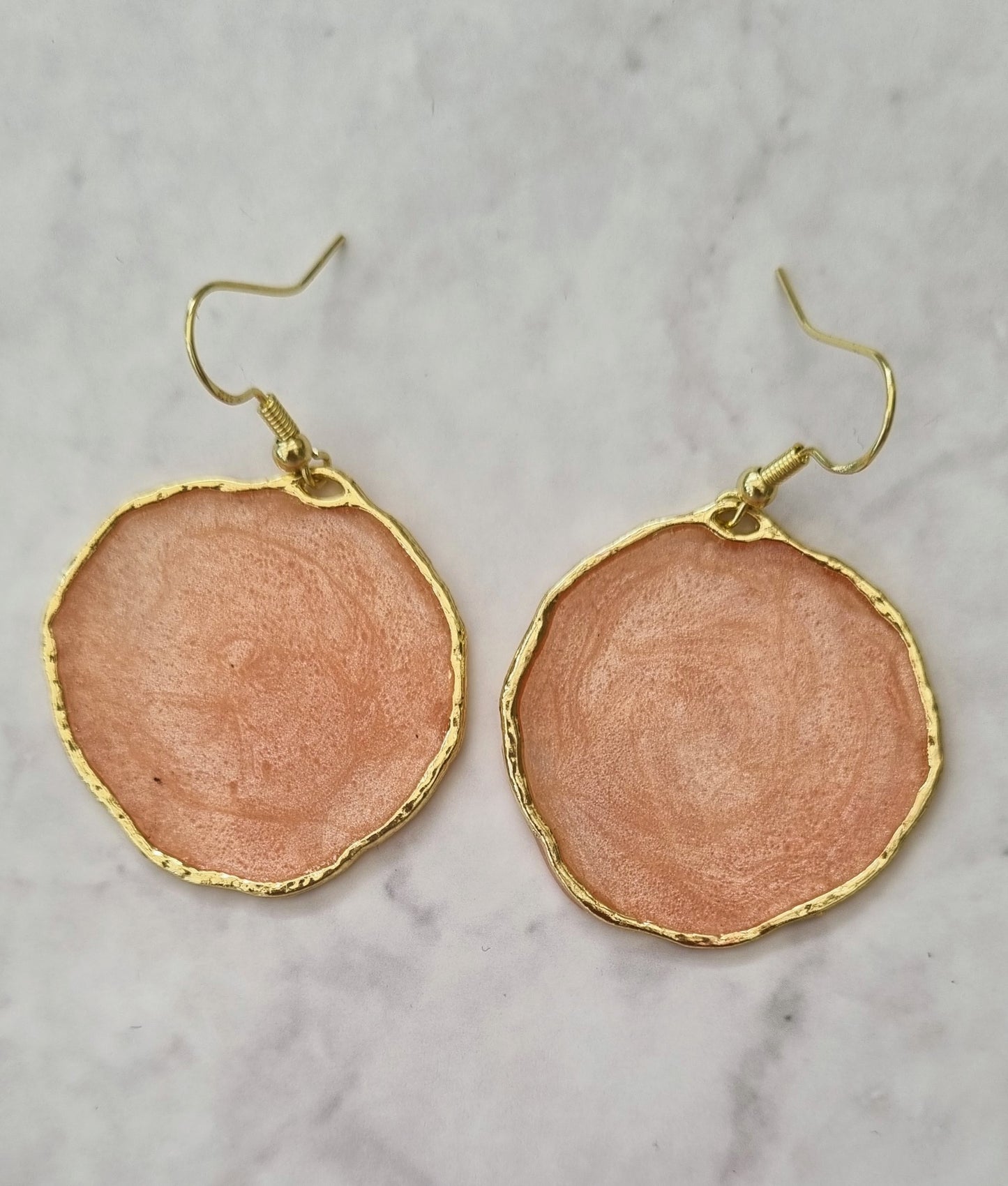 Gold Battered Frame Dangle Earrings