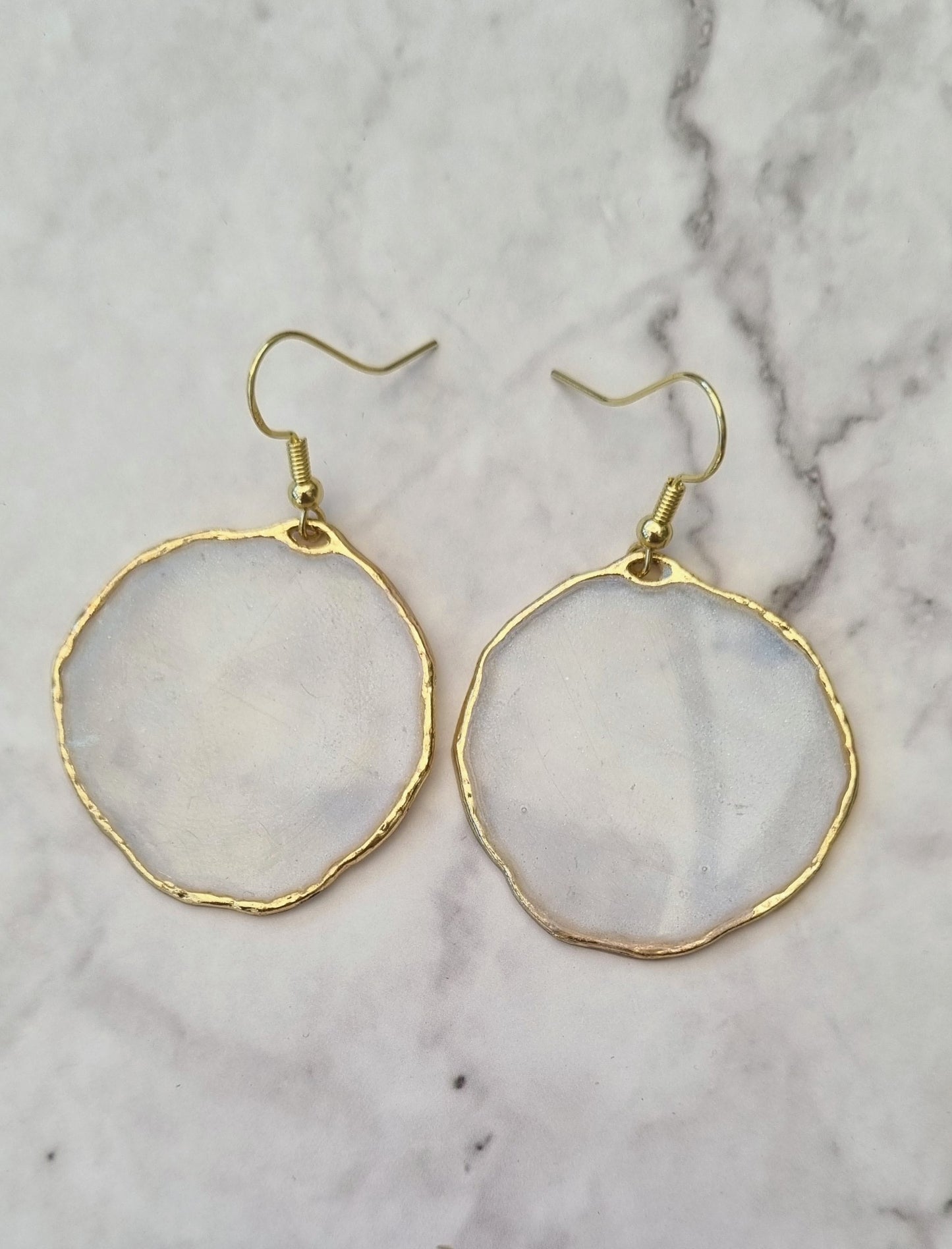 Gold Battered Frame Dangle Earrings