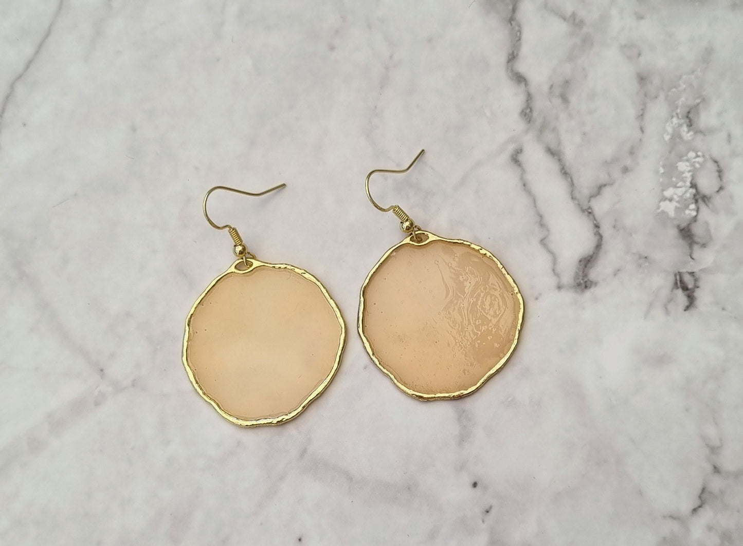 Gold Battered Frame Dangle Earrings