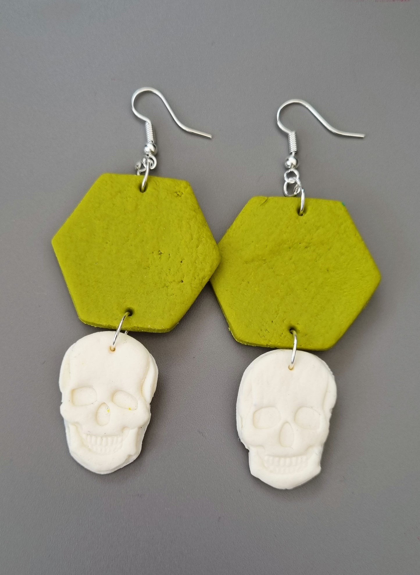 Clay Skull Drop Earrings (80s inspired/Animal Print)