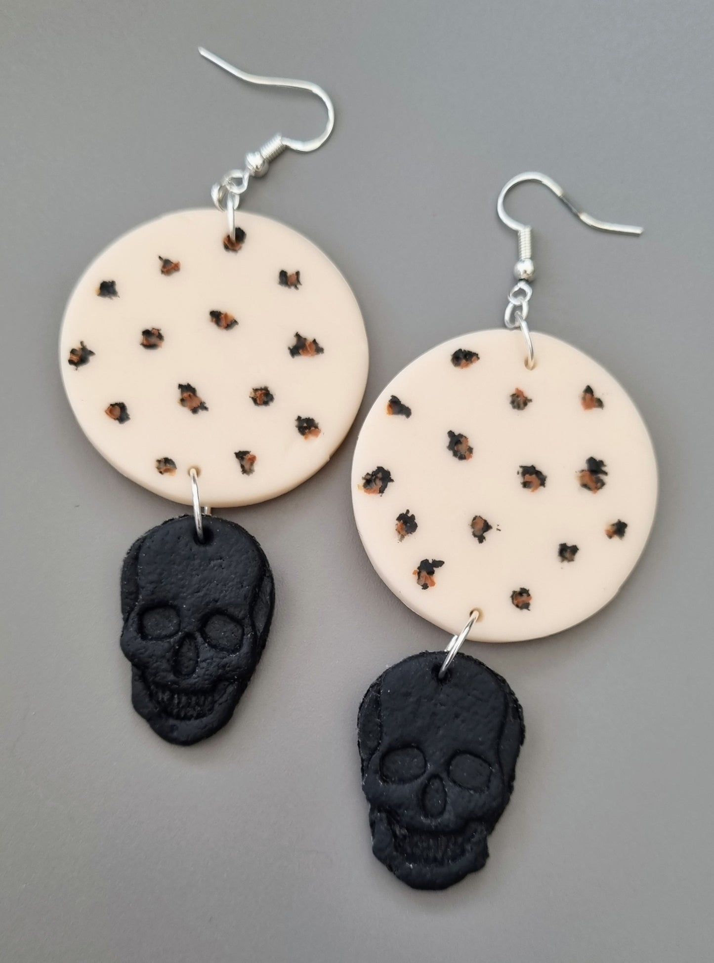 Clay Skull Drop Earrings (80s inspired/Animal Print)