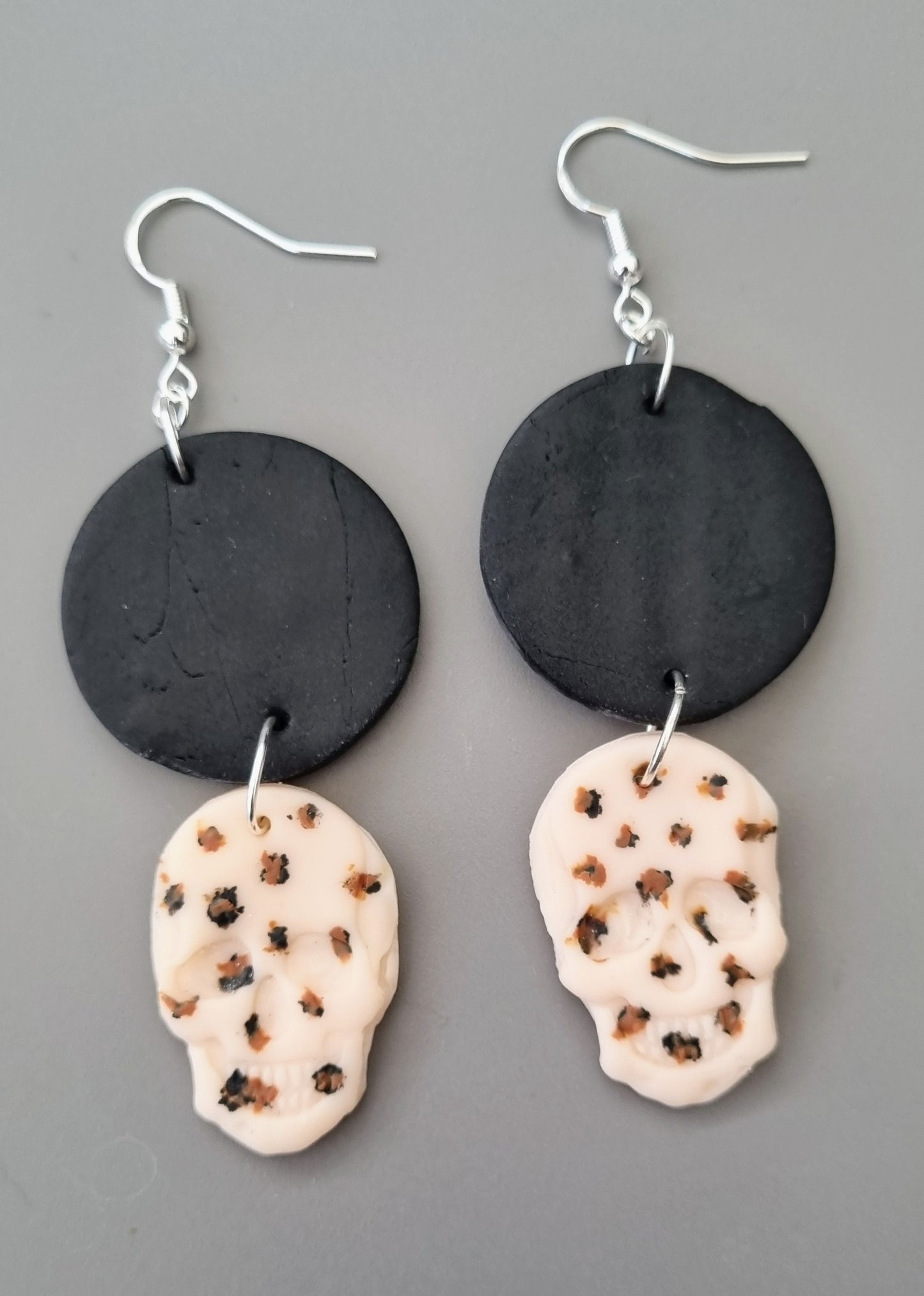 Clay Skull Drop Earrings (80s inspired/Animal Print)