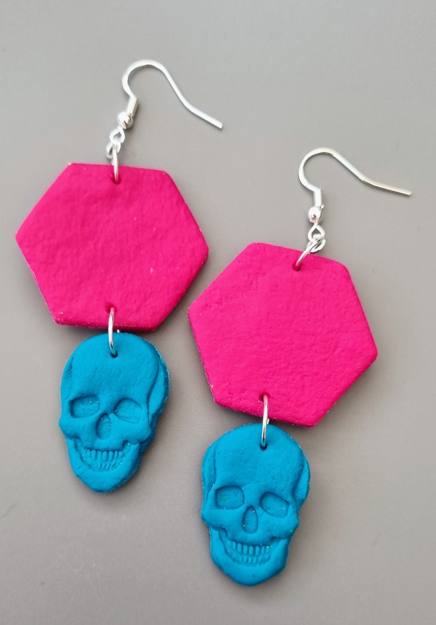 Clay Skull Drop Earrings (80s inspired/Animal Print)