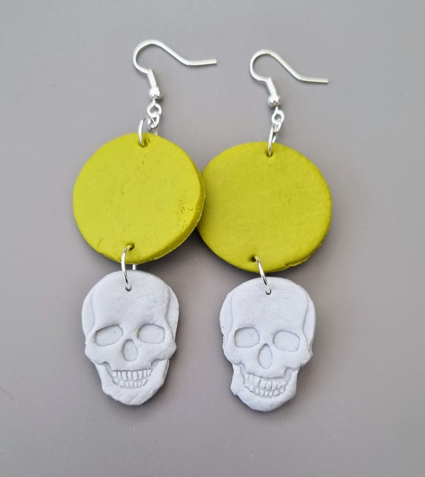 Clay Skull Drop Earrings (80s inspired/Animal Print)