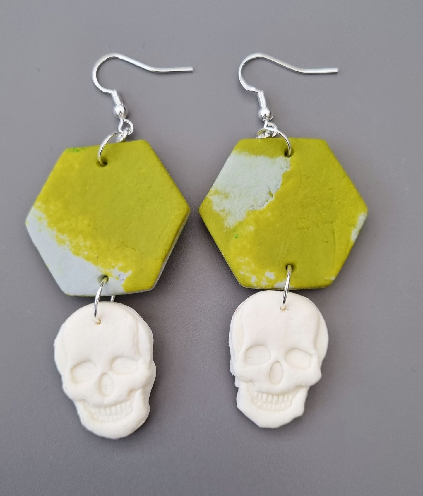 Clay Skull Drop Earrings (80s inspired/Animal Print)