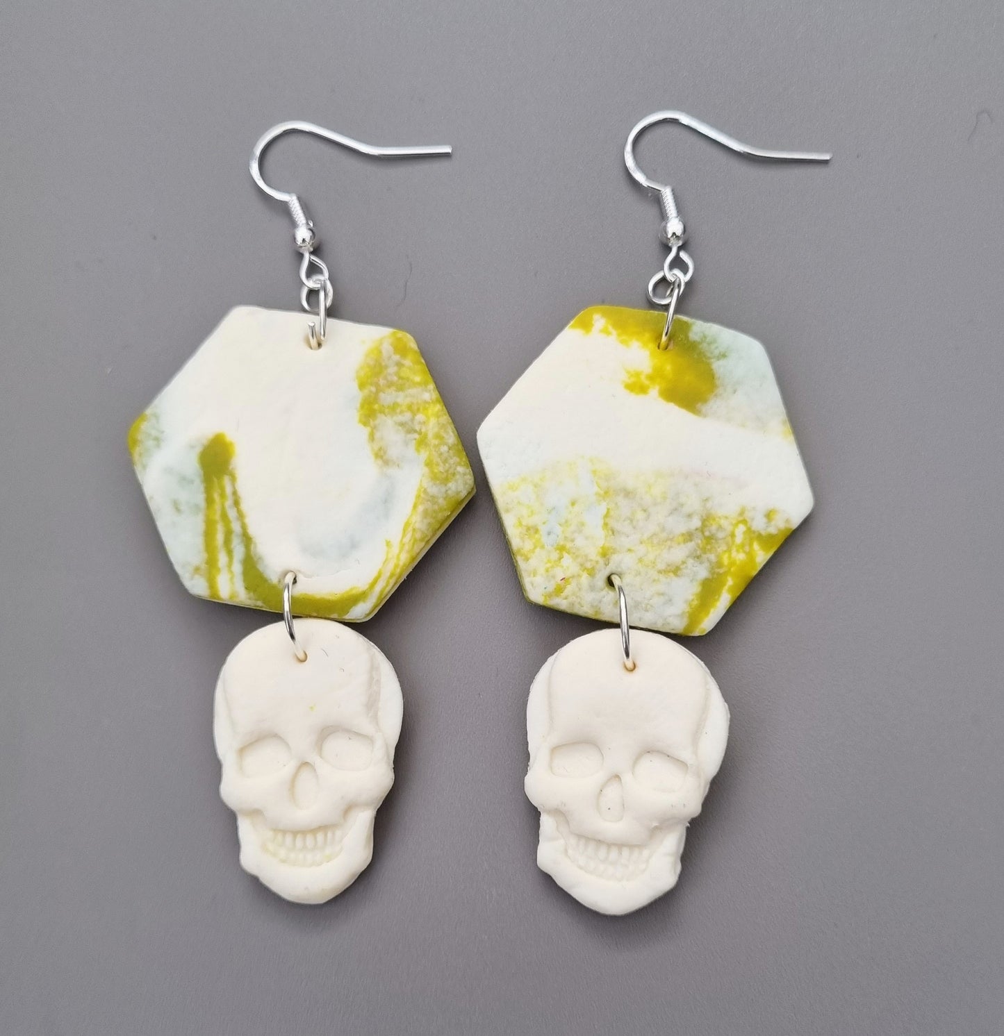 Clay Skull Drop Earrings (80s inspired/Animal Print)