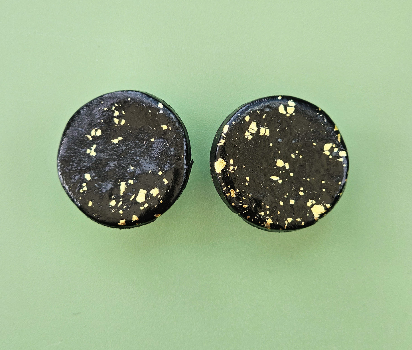 Clay and Gold/Copper Leaf Studs.