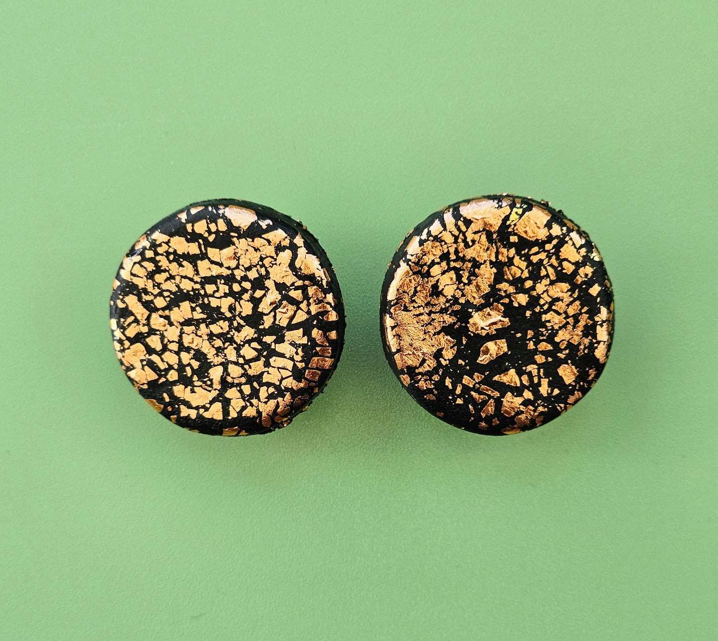 Clay and Gold/Copper Leaf Studs.