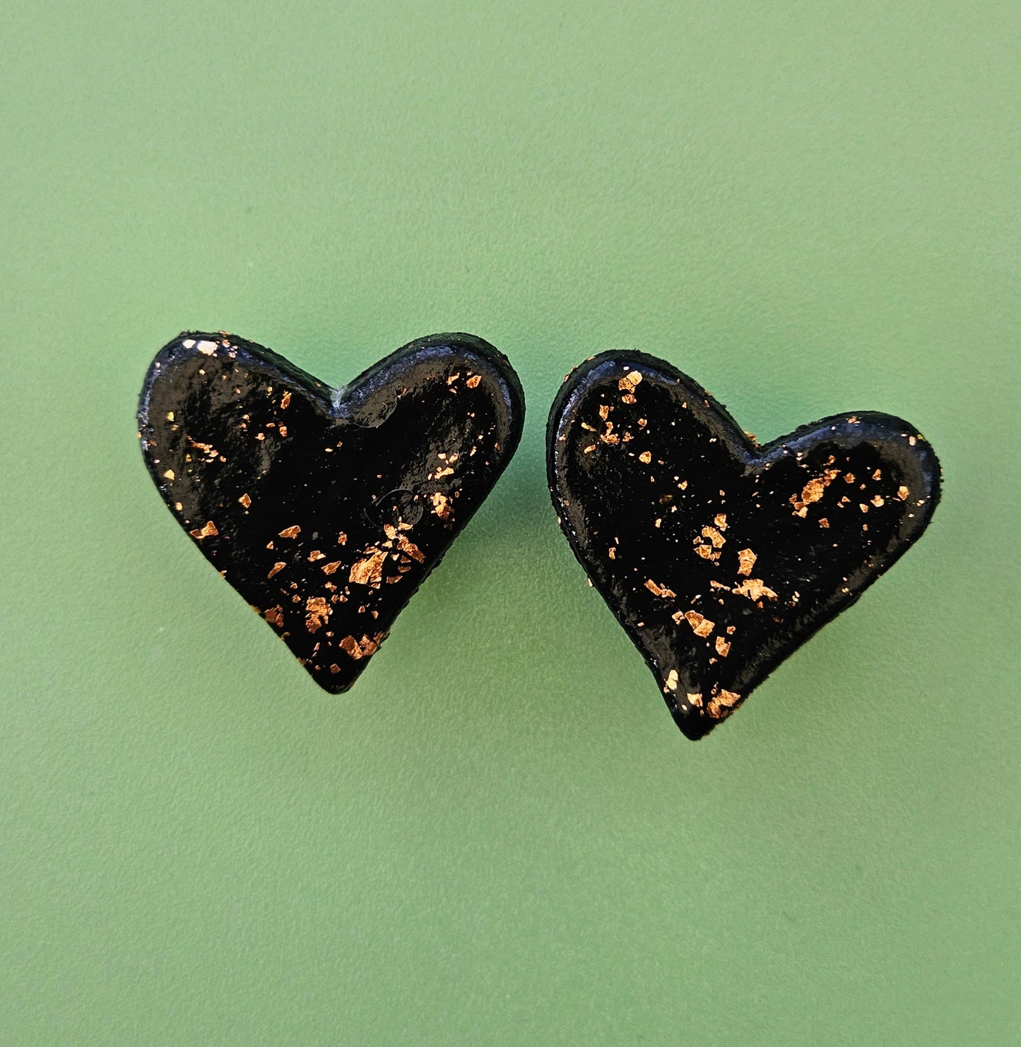 Clay and Gold/Copper Leaf Studs.