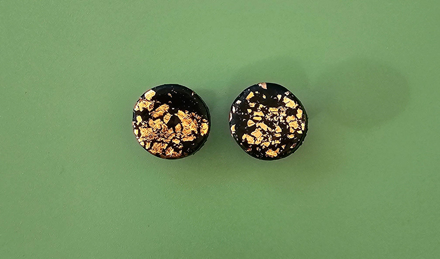 Clay and Gold/Copper Leaf Studs.