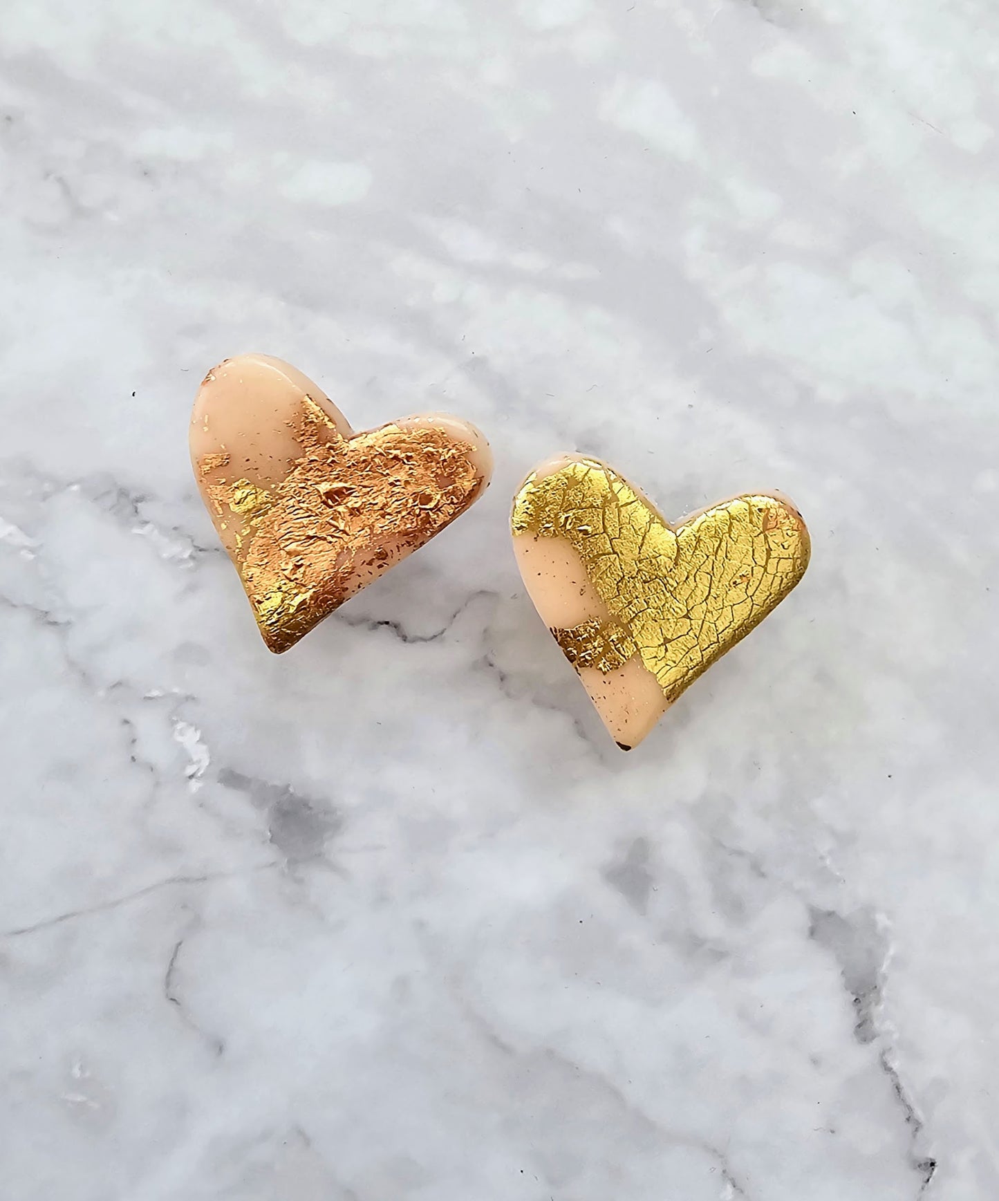 Clay and Gold/Copper Leaf Studs.