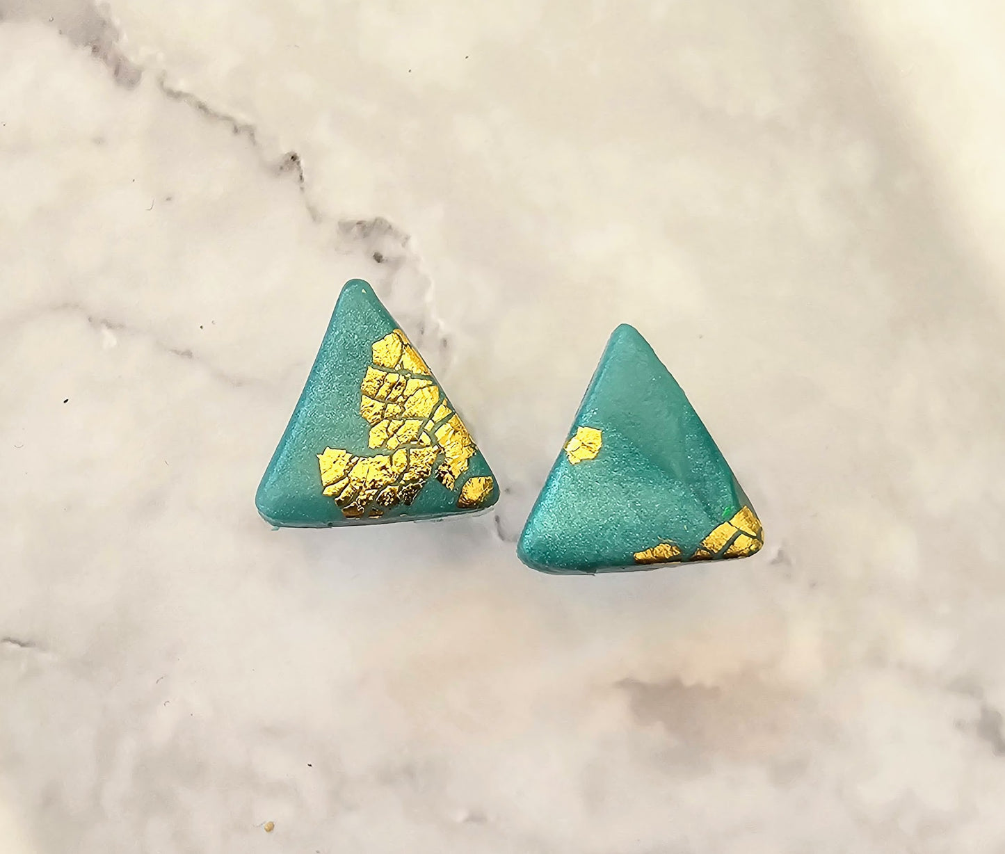 Clay and Gold/Copper Leaf Studs.