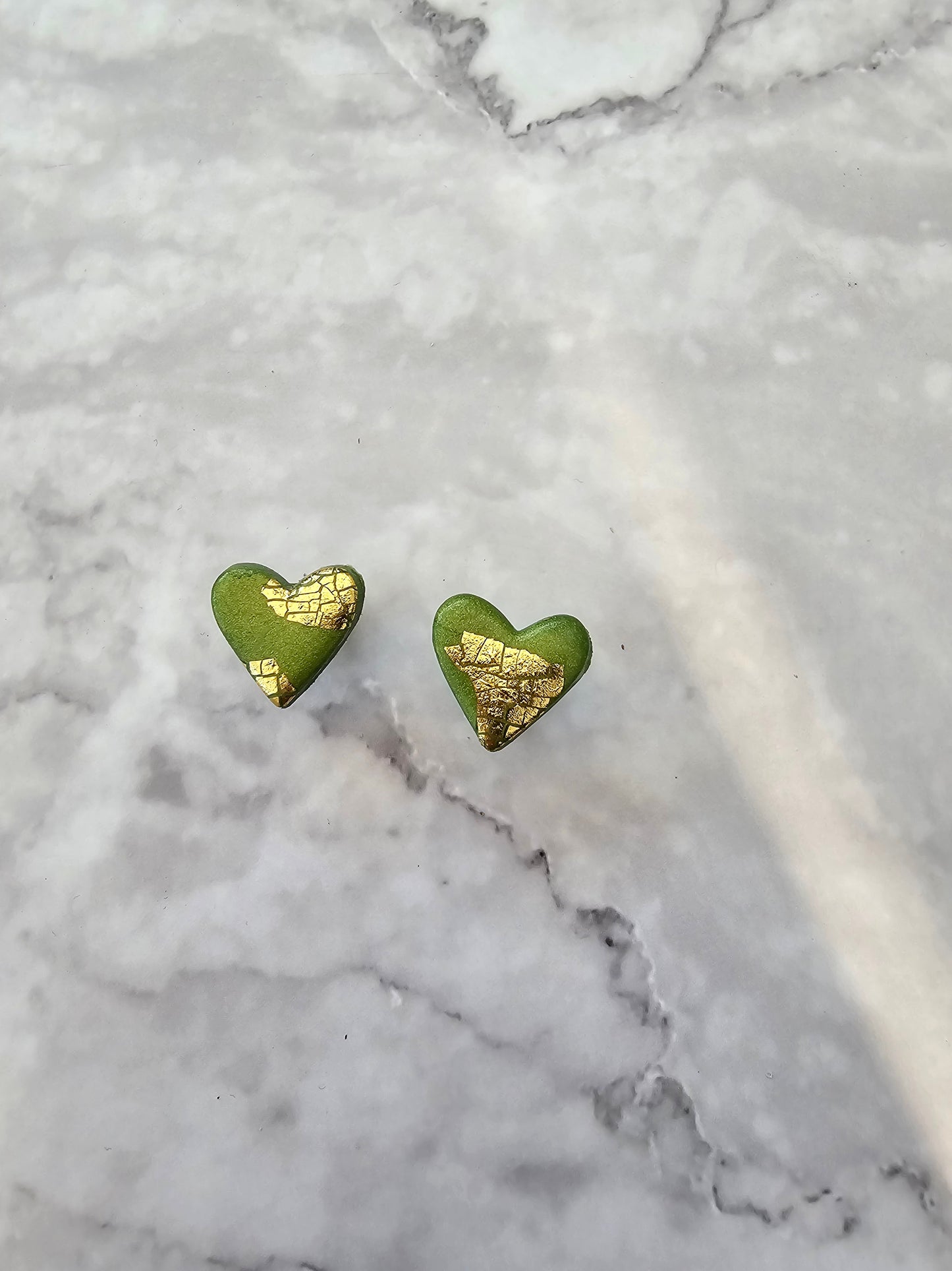 Clay and Gold/Copper Leaf Studs.