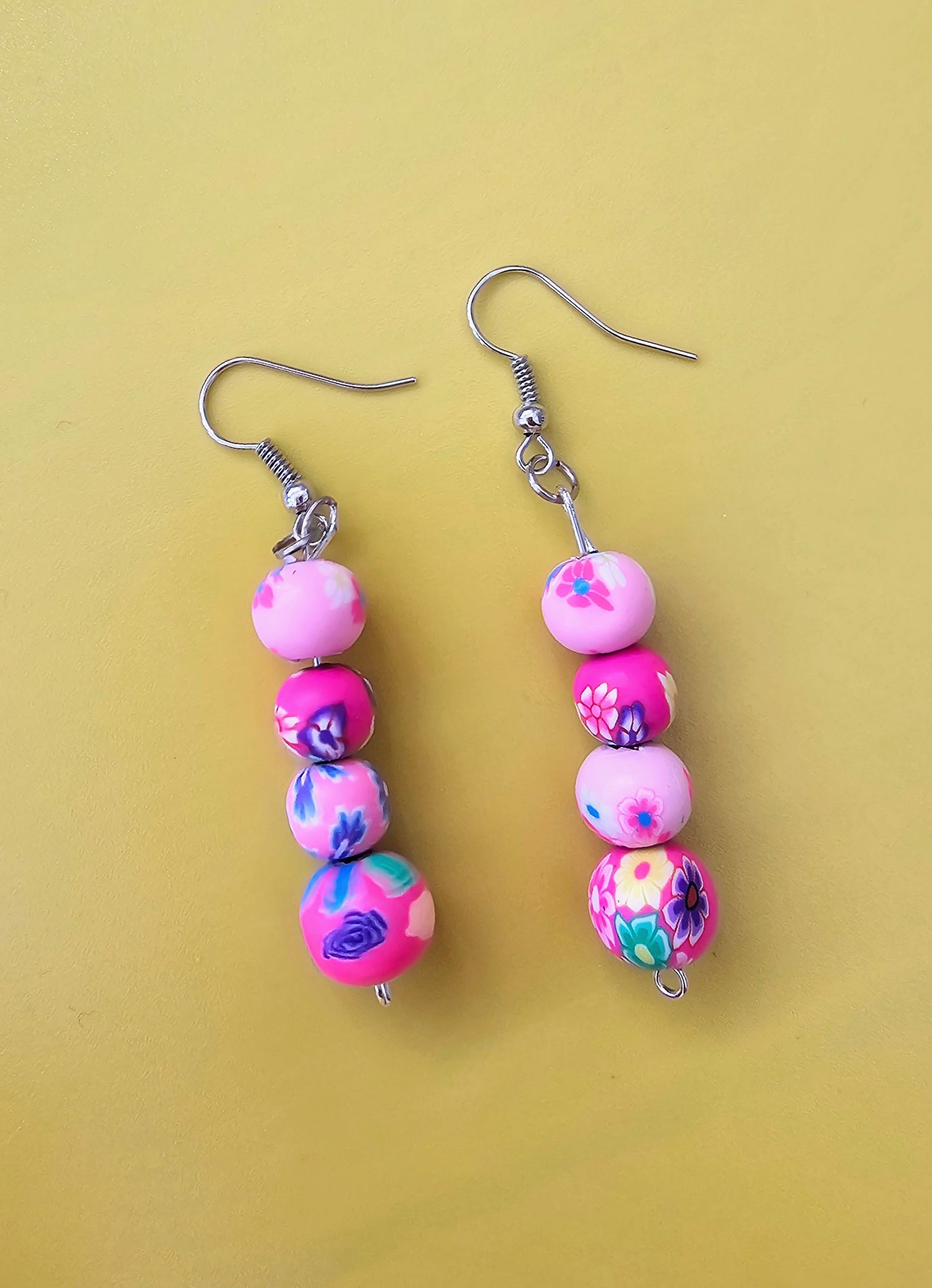 Colour Pop Clay Bead Drop Dangle Earrings.