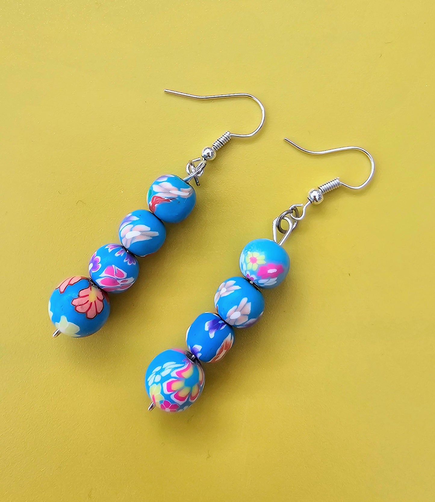 Colour Pop Clay Bead Drop Dangle Earrings.