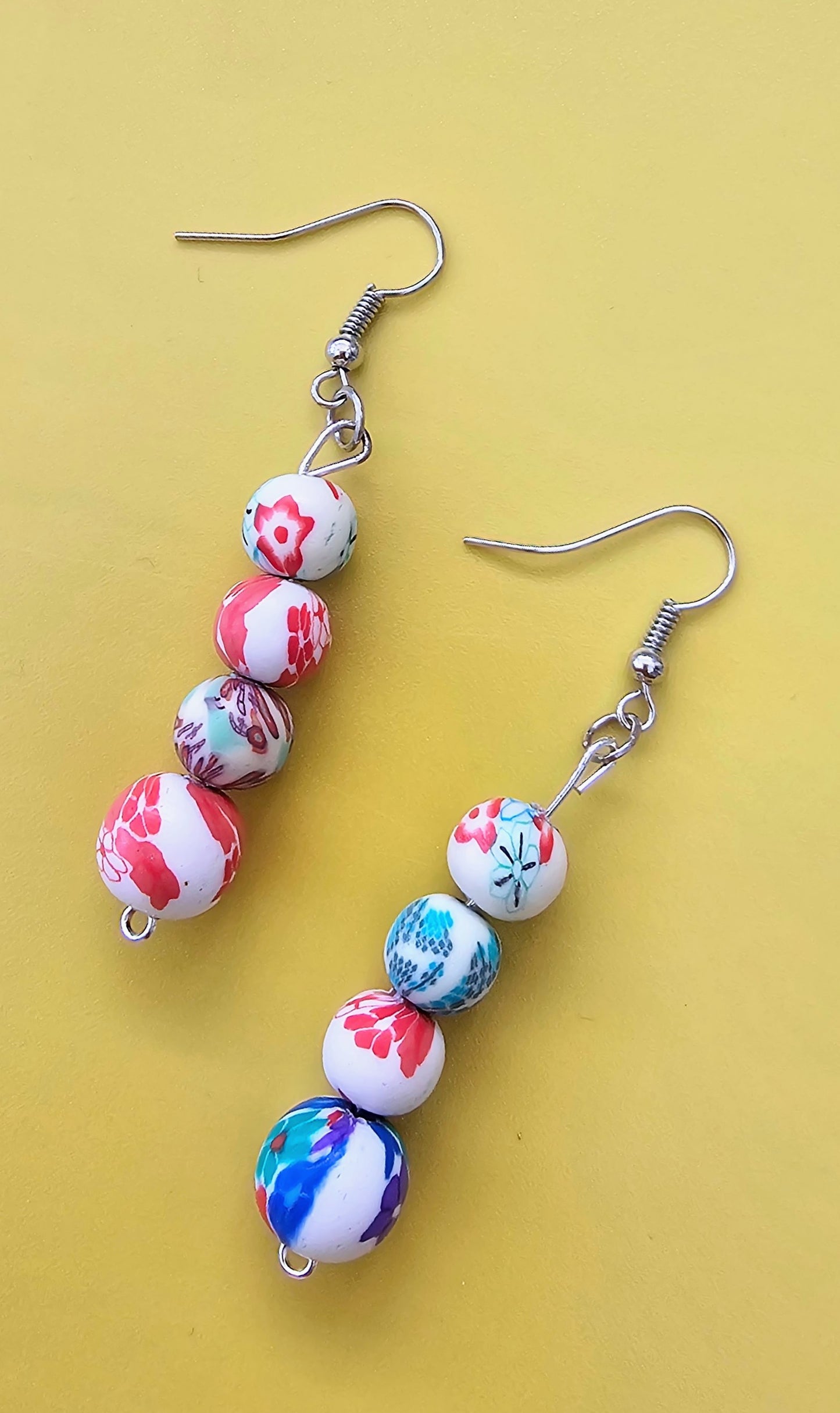 Colour Pop Clay Bead Drop Dangle Earrings.