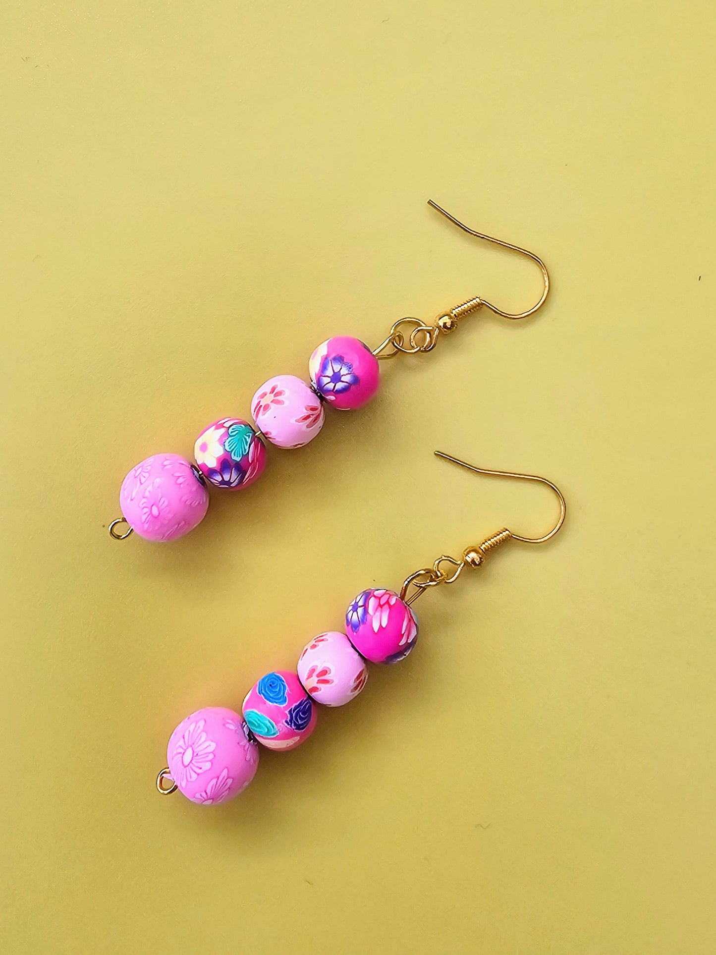 Colour Pop Clay Bead Drop Dangle Earrings.